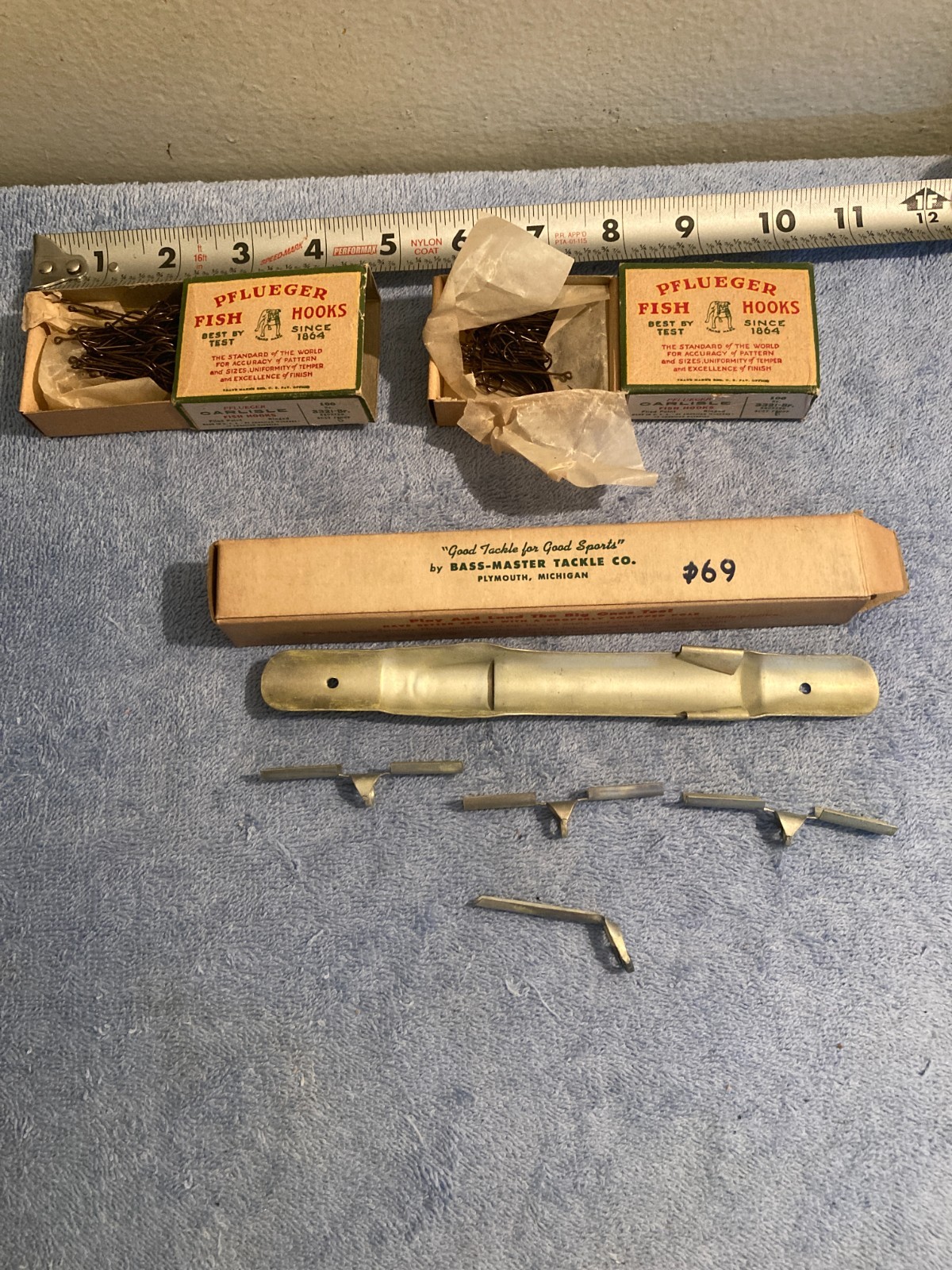 NOS Vintage Pflueger Fish Hooks 3421-BT 2 Boxes & Bass Master Cane Pole Guides