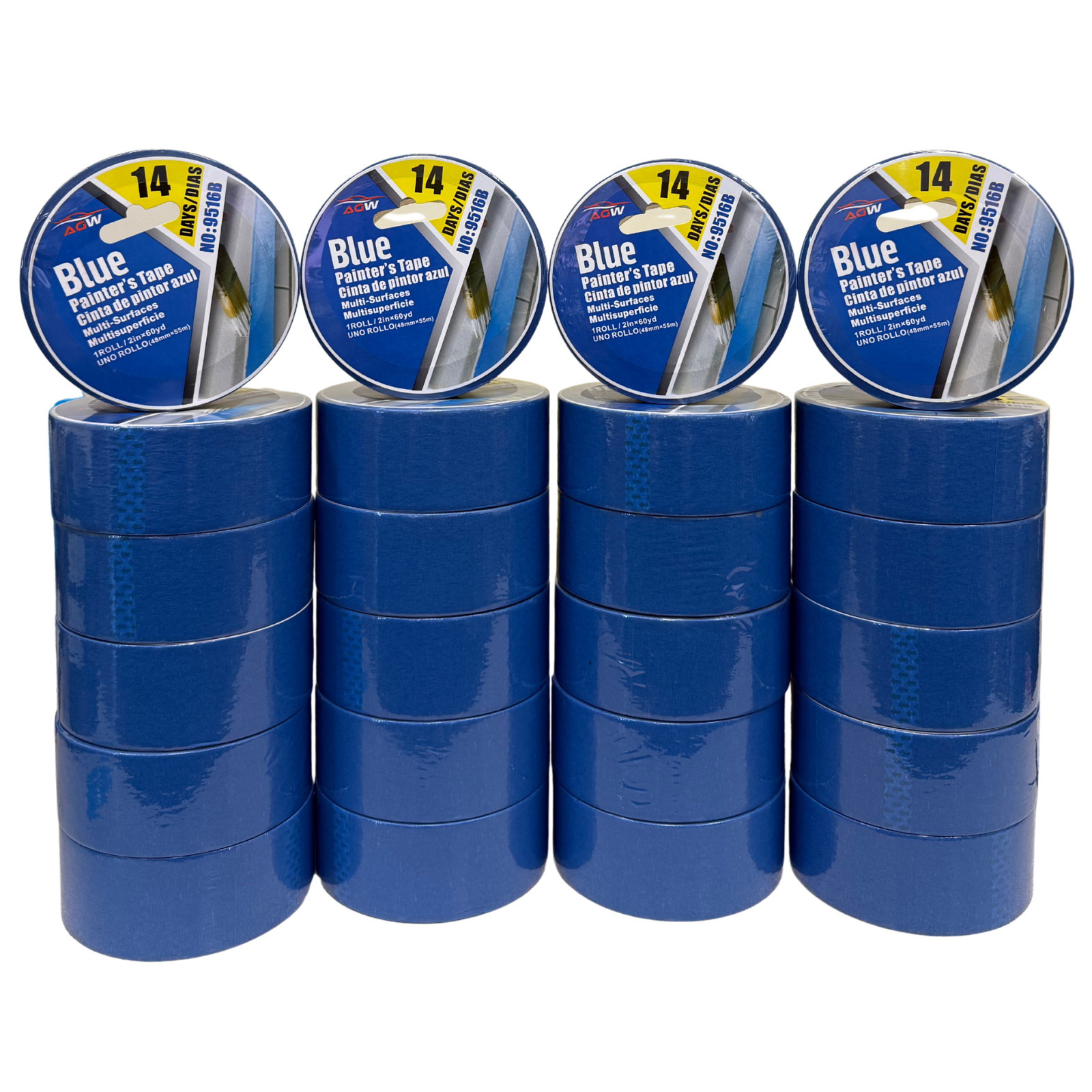 Blue Painters Masking Tape 24 Rolls , 2 Inch x 60 Yards, Multi-Surface Stick
