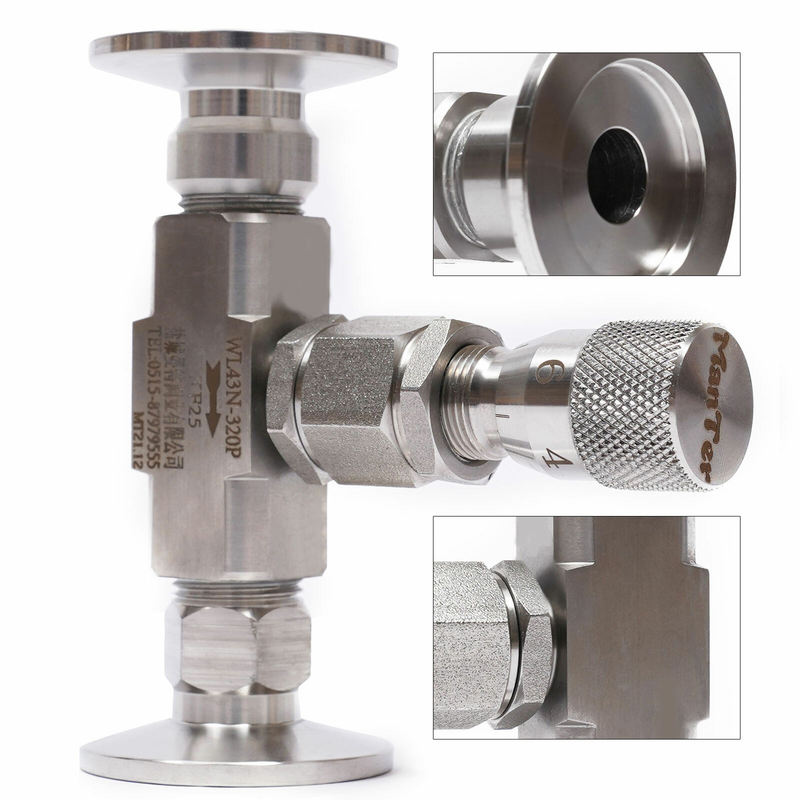 304 Stainless Steel KF25 High Vacuum Metering Valve Bellows Sealed Tube Fittings
