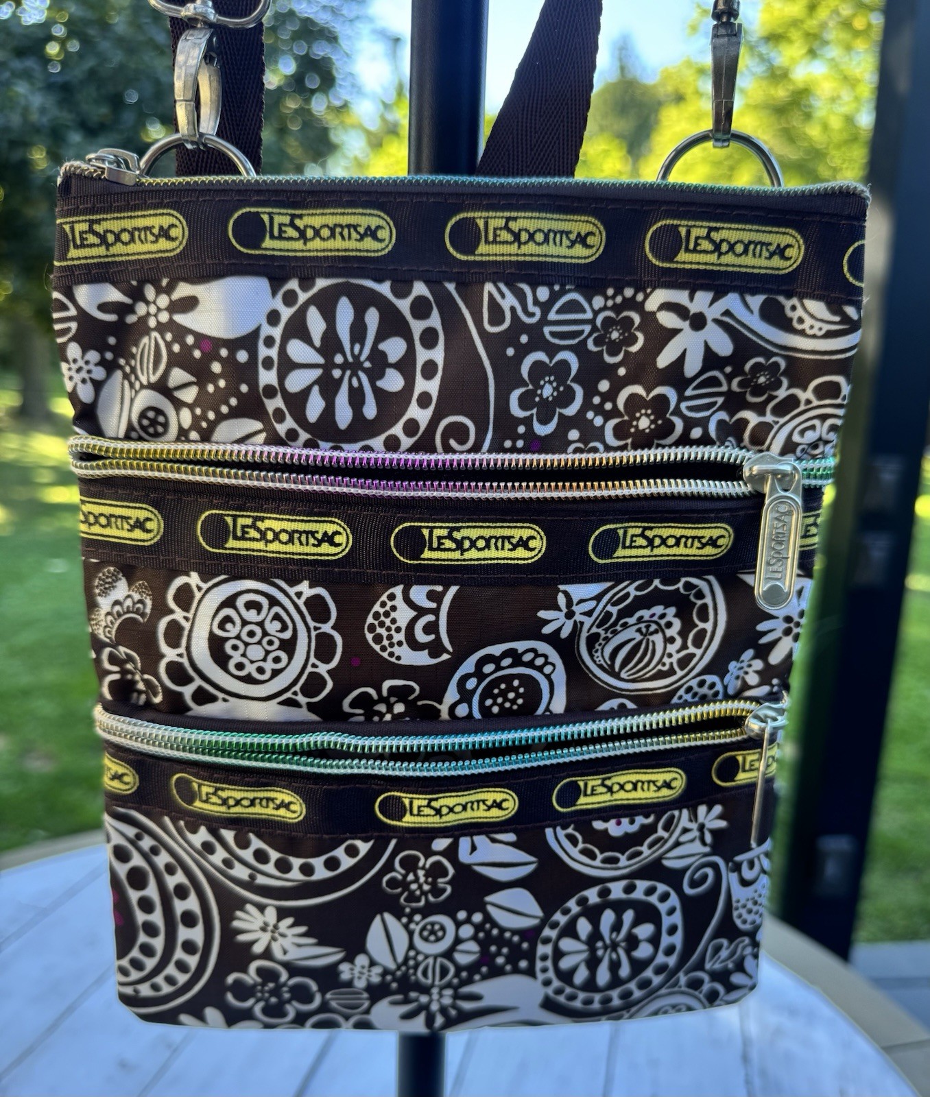 LeSportsac Limited Edition Crossbody Bag Brown Floral Multi Zip NWT