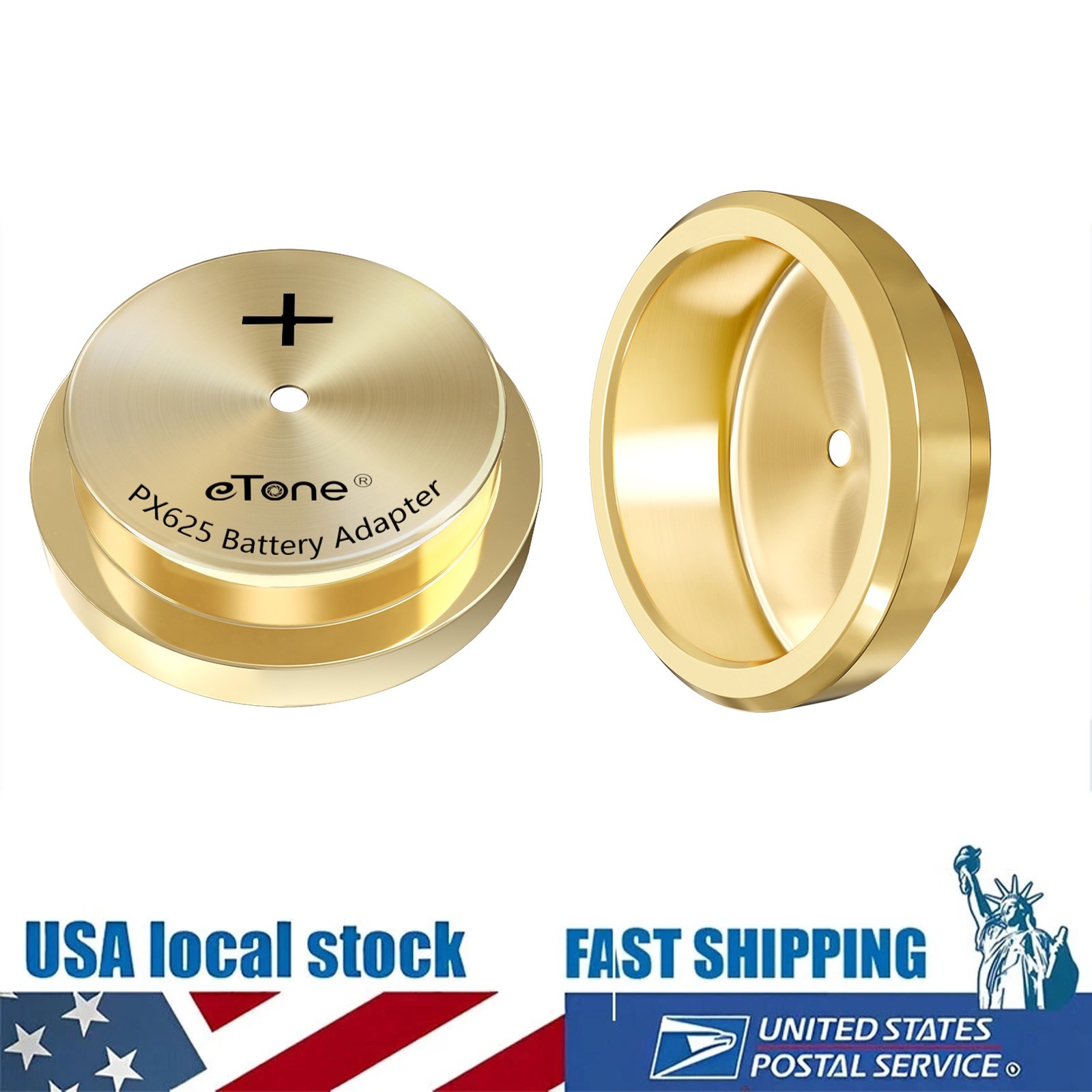 2x Brass Metal Battery Adapter Converter LR44 to PX625 PX13 MR9 LR9 S625PX US