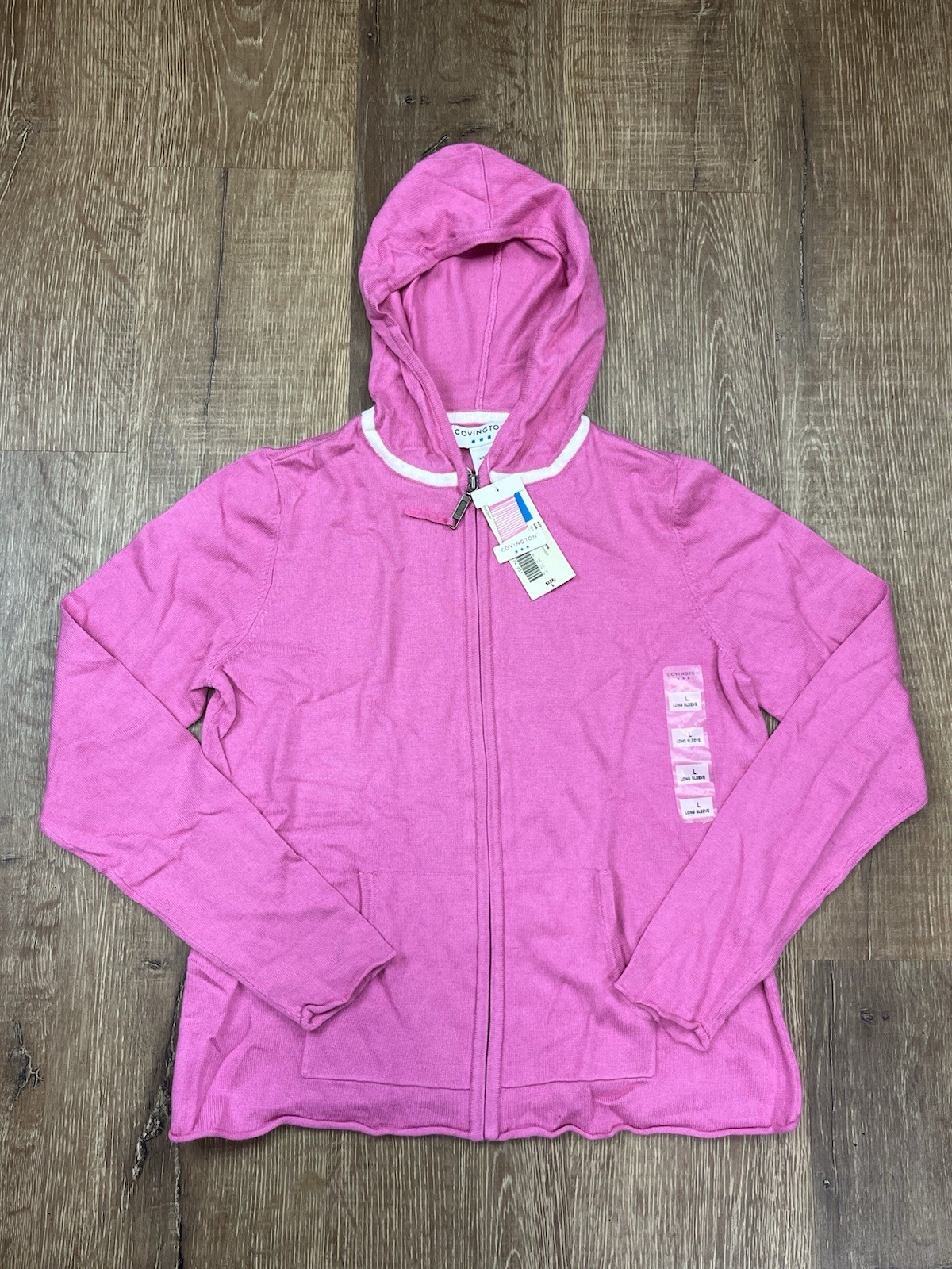 New Covington Full Zip Hoodie Pink Soft Long Sleeve Womens Large L New Covington Full Zip Hoodie Pink Soft Long Sleeve Womens Large L