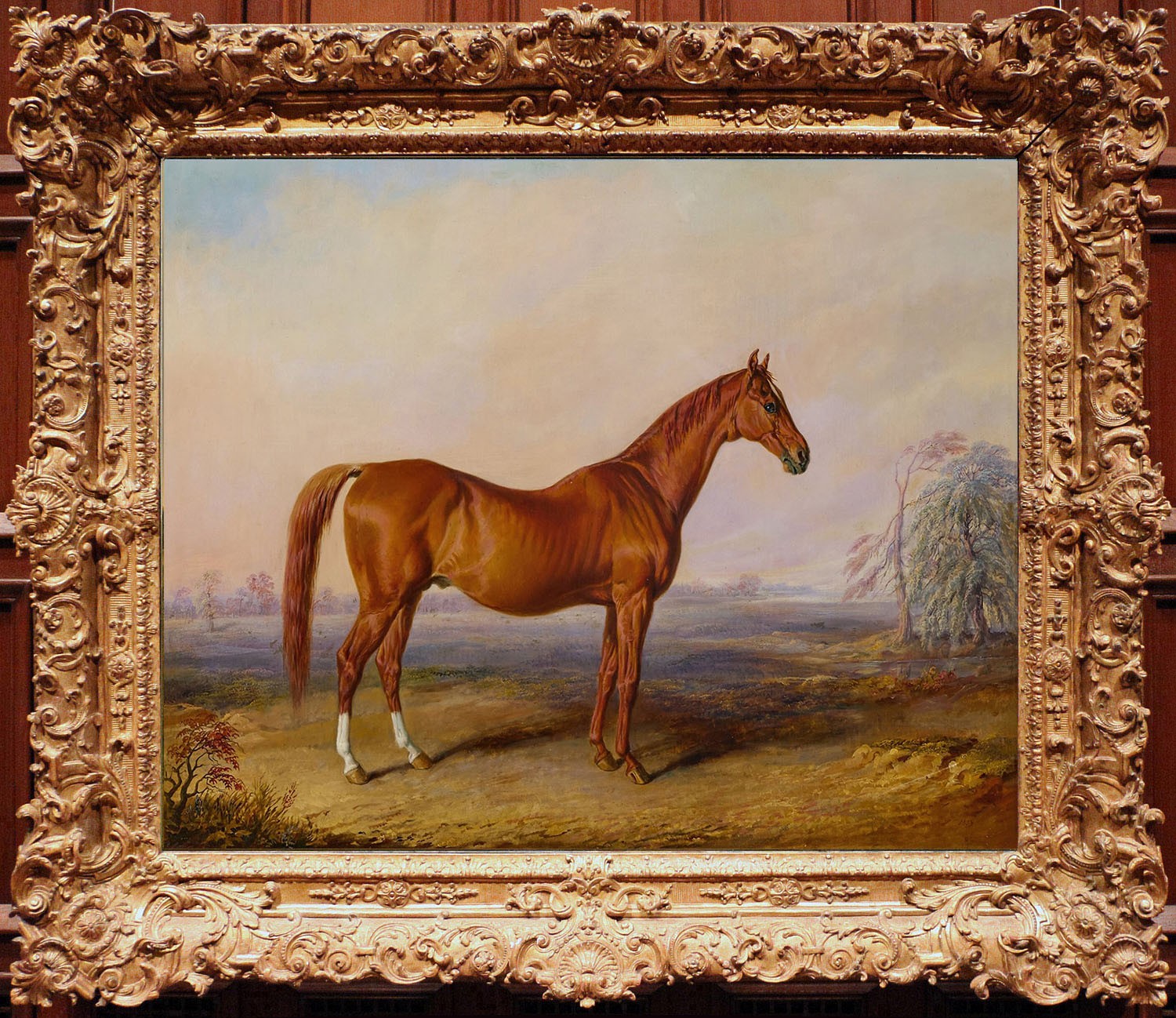 Hand Painted Classical Oil Painting Chestnut Horse Animal Art Vintage style Hand Painted Classical Oil Painting Chestnut Horse Animal Art Vintage style