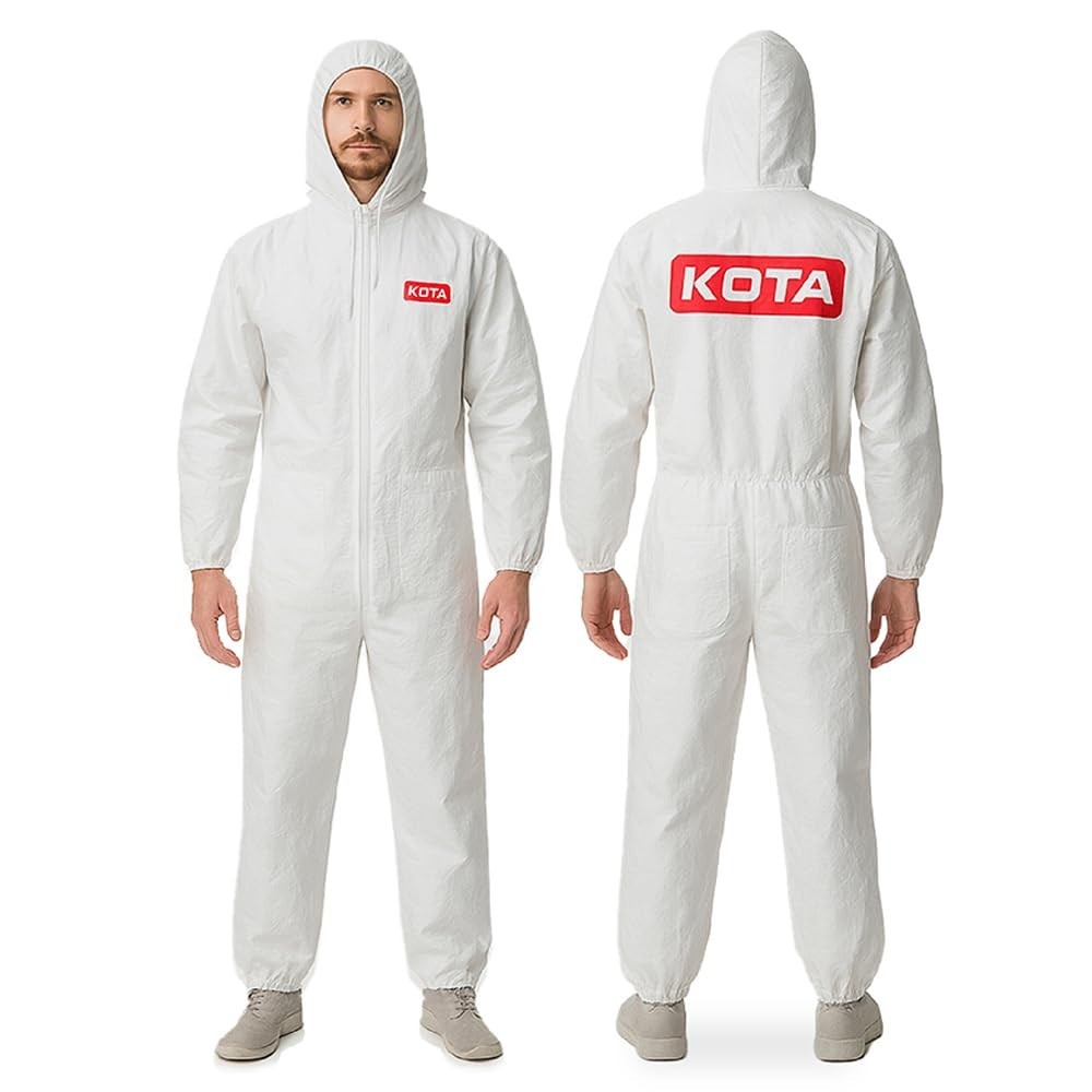 LAUCO White Polyester Reusable Paint Coverall Spray Suit with Hood – Lint Free