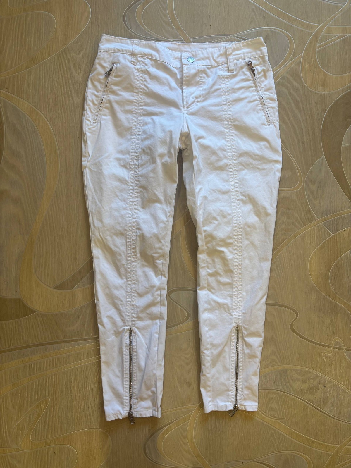 Dolce Gabbana Womens White Cargo Pants Vintage Y2K Avant Garde Archival Zipper T