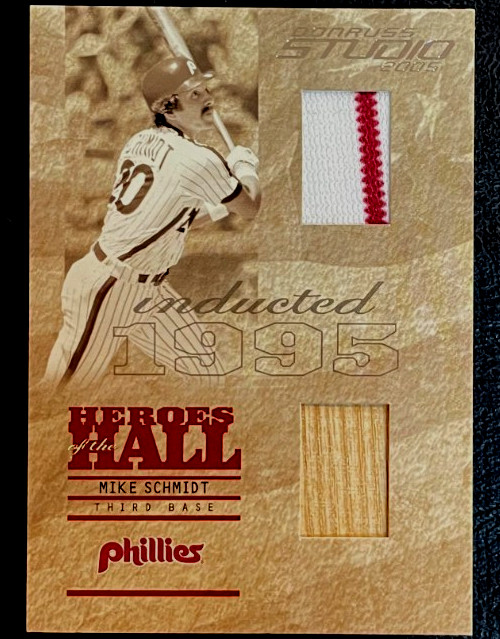 2005 Donruss Studio Heroes of the Hall Mike Schmidt Combo Materials #04/50 HOF