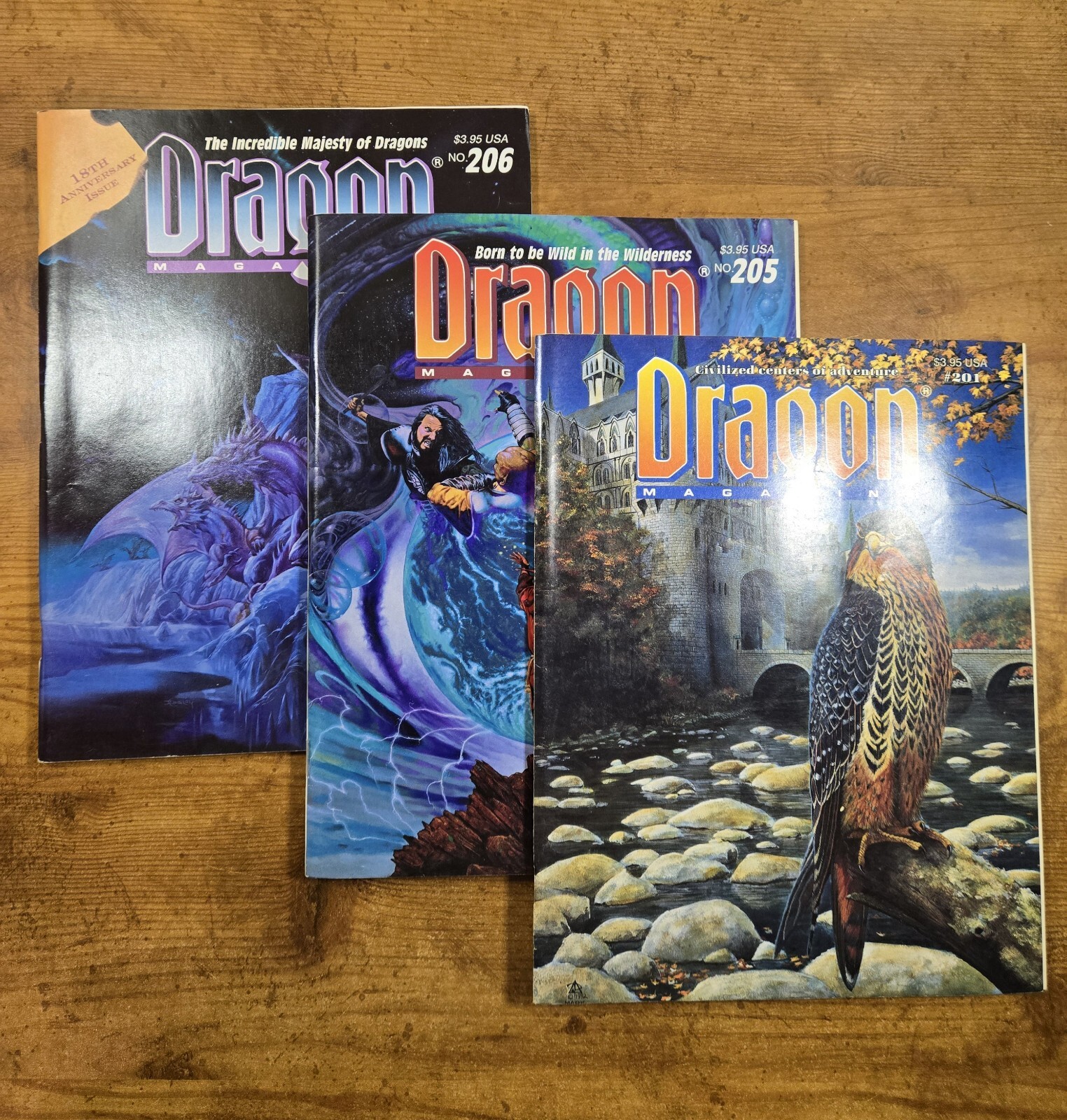 VTG 1994 DRAGON Magazine RPG Aid TSR, Issues #201,205,206 - Great Cond., Preown
