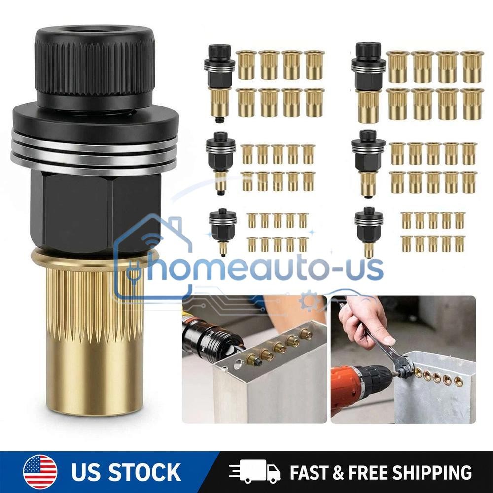 58pcs Manual Rivet Nut Tool Kit M3-M10 Carbon Steel Threaded Inserts Auto & DIY