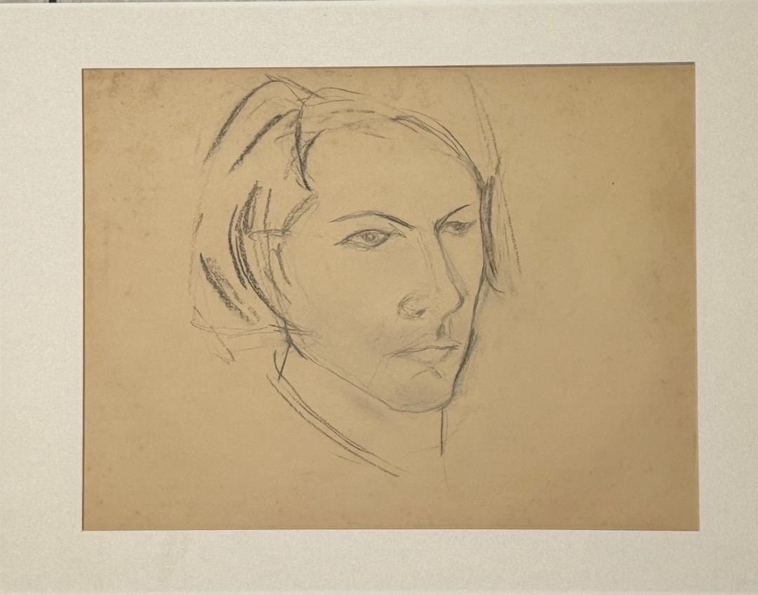 Servando Cabrera Moreno (Cuban, Portrait Sketch – Framed Charcoal/Pencil Drawing