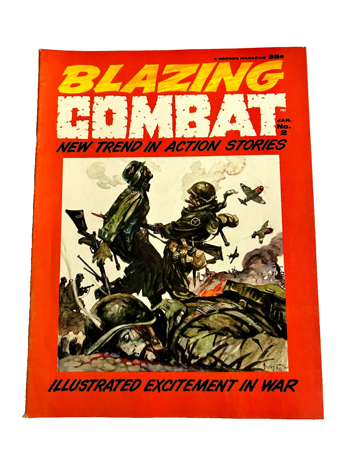 BLAZING COMBAT #2  - WARREN MAG 1966 -  FRANK FRAZETTA COVER - VF