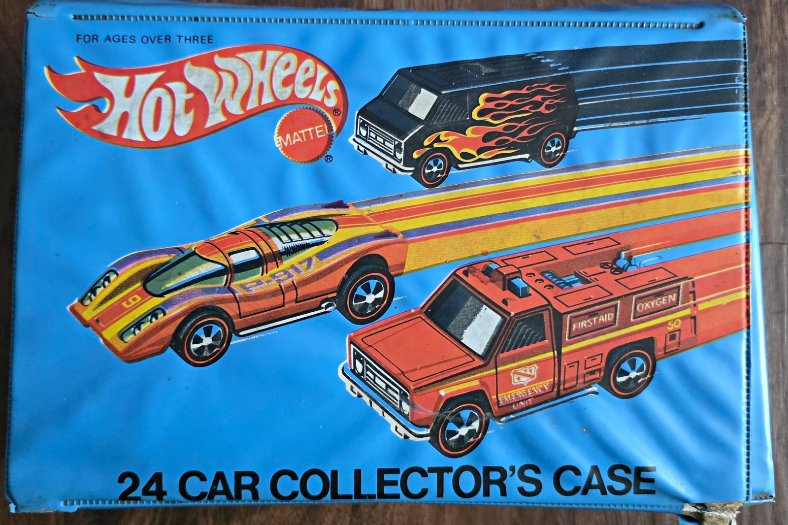 Vintage 1975 Mattel Hot Wheels 24 Car Collector Case #8227 Blue w/ 2 Trays