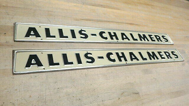 OEM ALLIS CHALMERS HOOD SIDE NAME PLATE EMBLEM NOS ORIGINAL