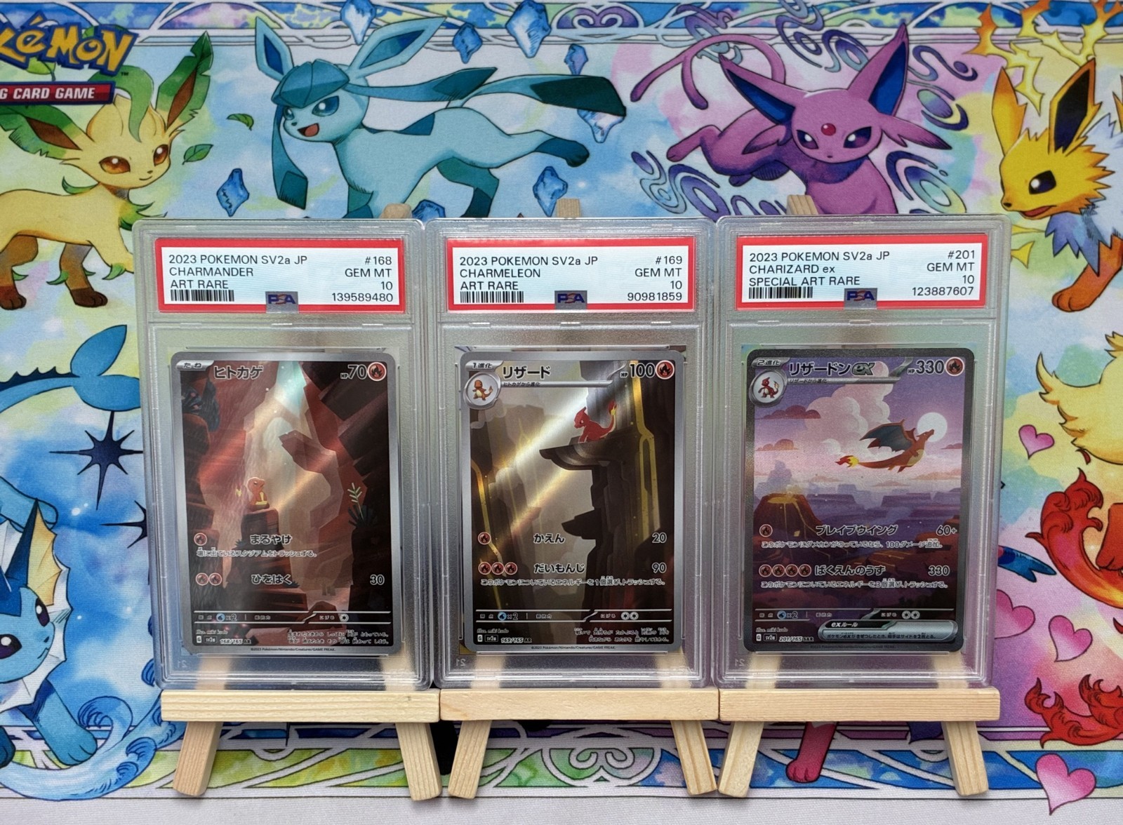 PSA 10 Charizard SV2a 151 SAR 201/165 Charmander Charmeleon Set GEM MINT Pokemon