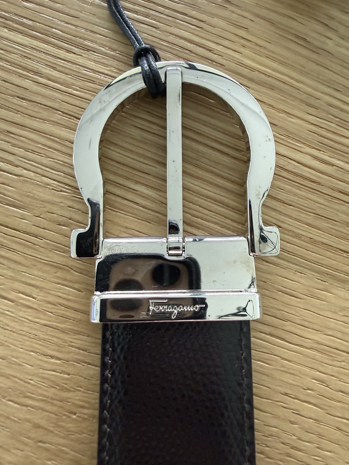 Salvatore Ferragamo Men’s Belt Size 32 Horseshoe Buckle/Blk/D Brown Reversible