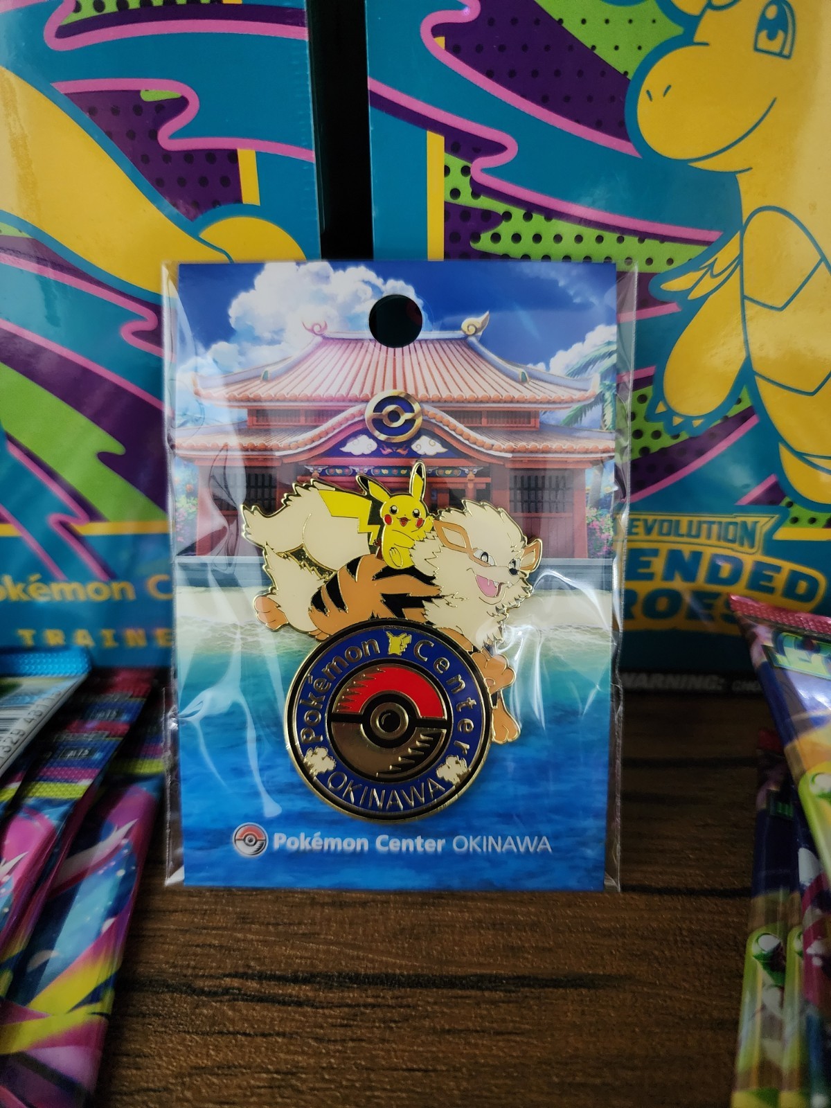Pokemon Center Okinawa Japan EXCLUSIVE Pikachu Arcanine Logo Pin Sealed