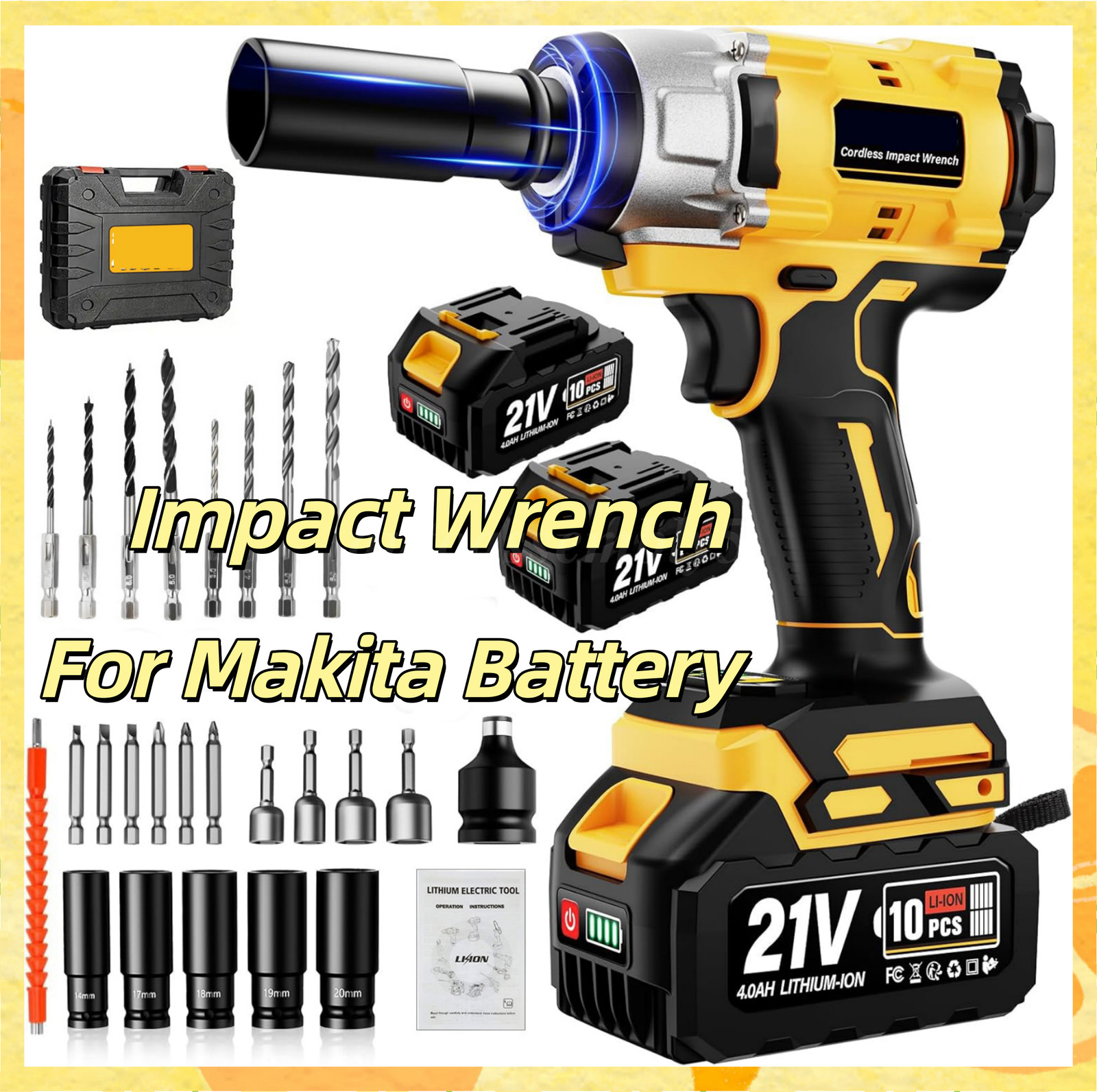 Electric Impact Wrench 1000Nm High Torque Impact Gun 1/2\