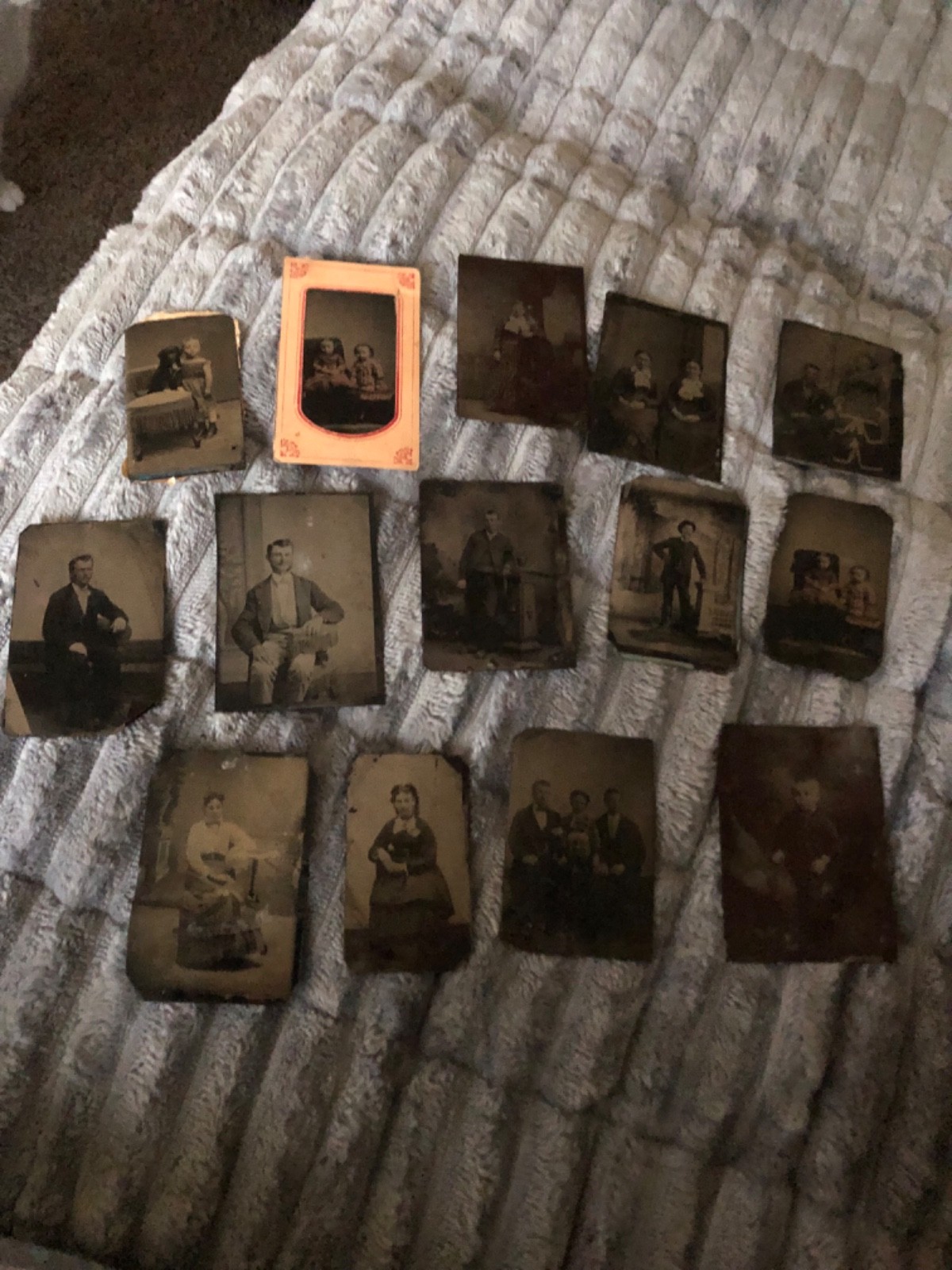 Collection of 13 antique tintype (ferrotype) photographs from 1800’s
