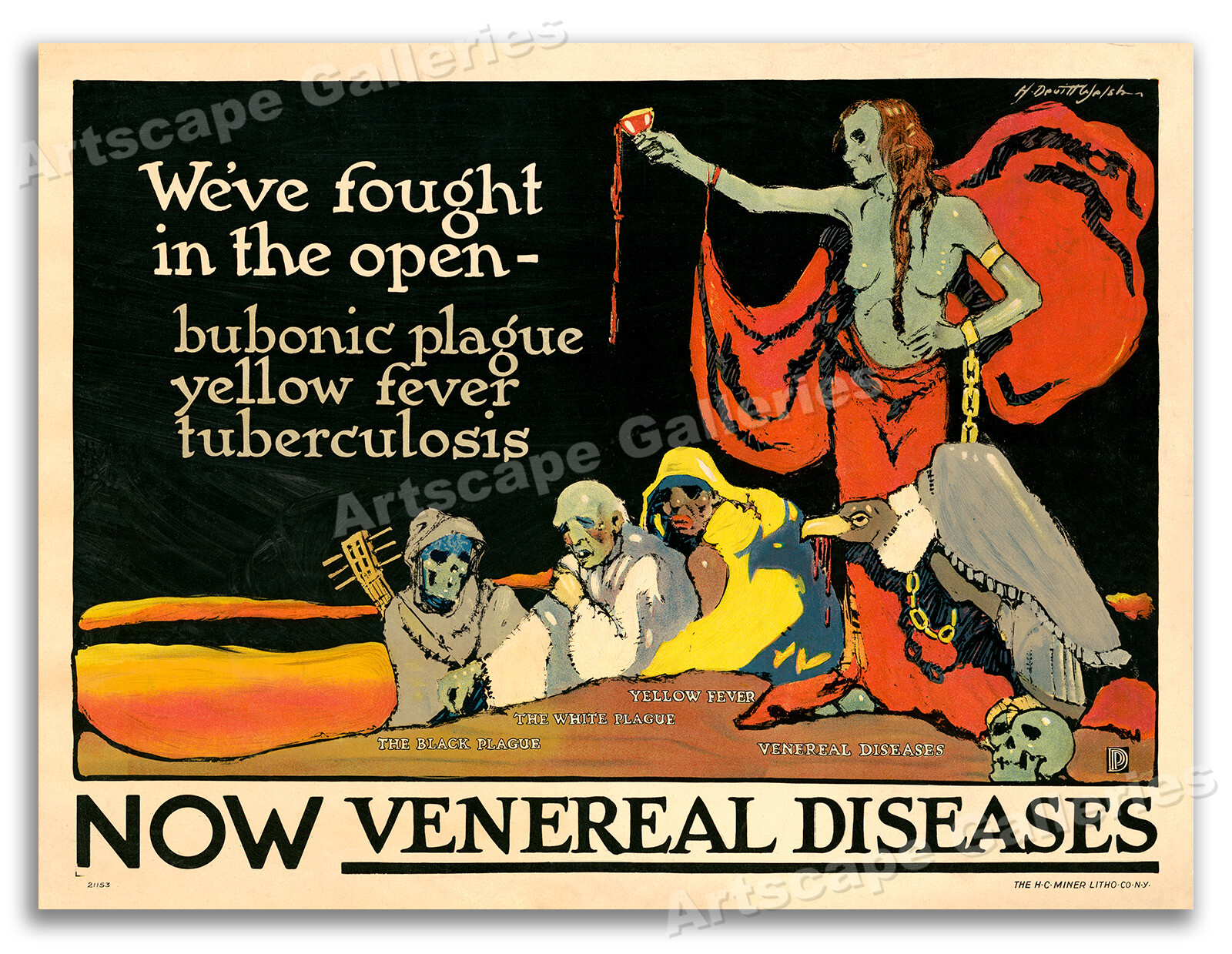 Venereal Diseases  Unusual Vintage Style 1918 World War 1 Poster - 18x24