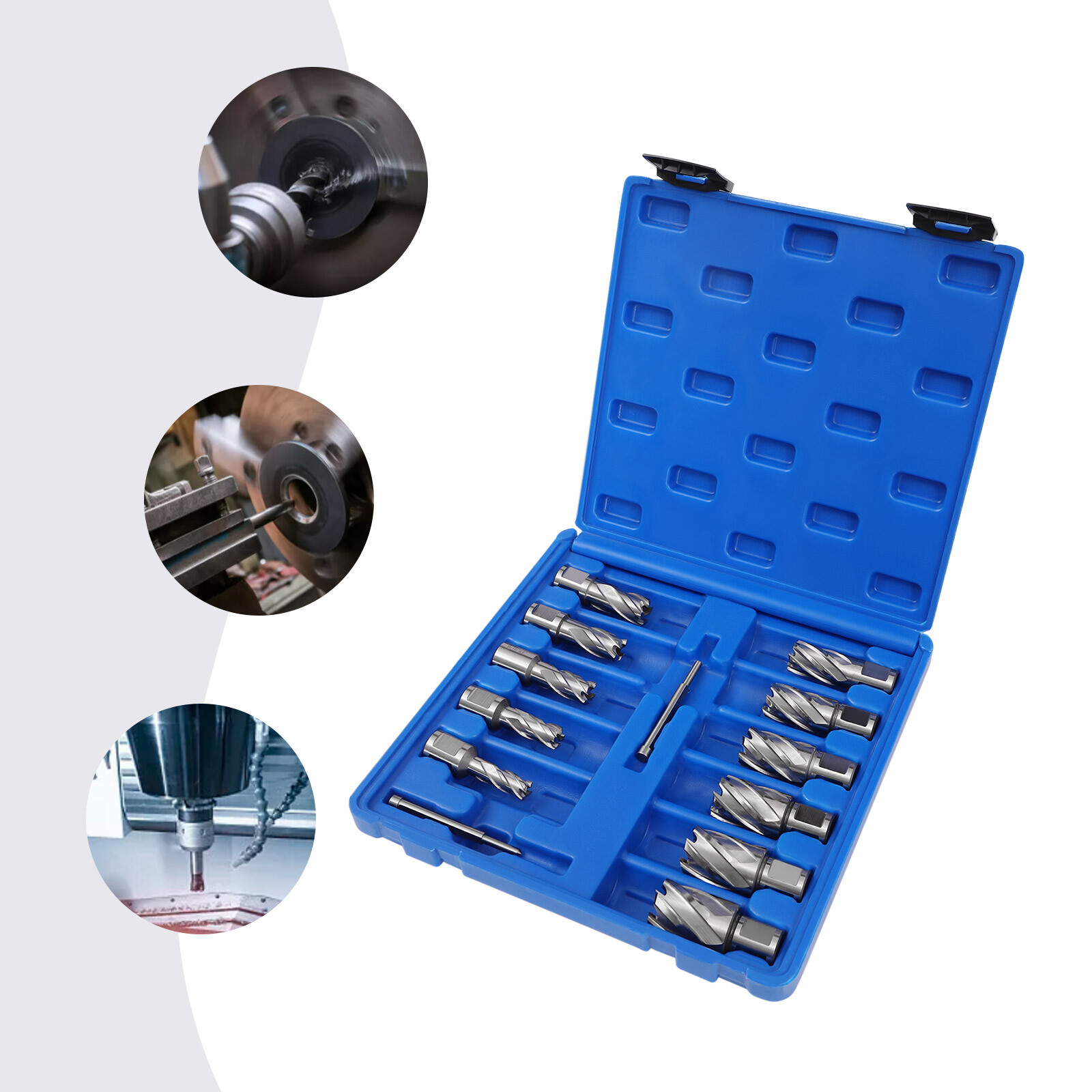 13 Pcs/Set Annular Cutter 7/16 to 1-1/16\'\' Cutting Diameter Straight Shank NEW