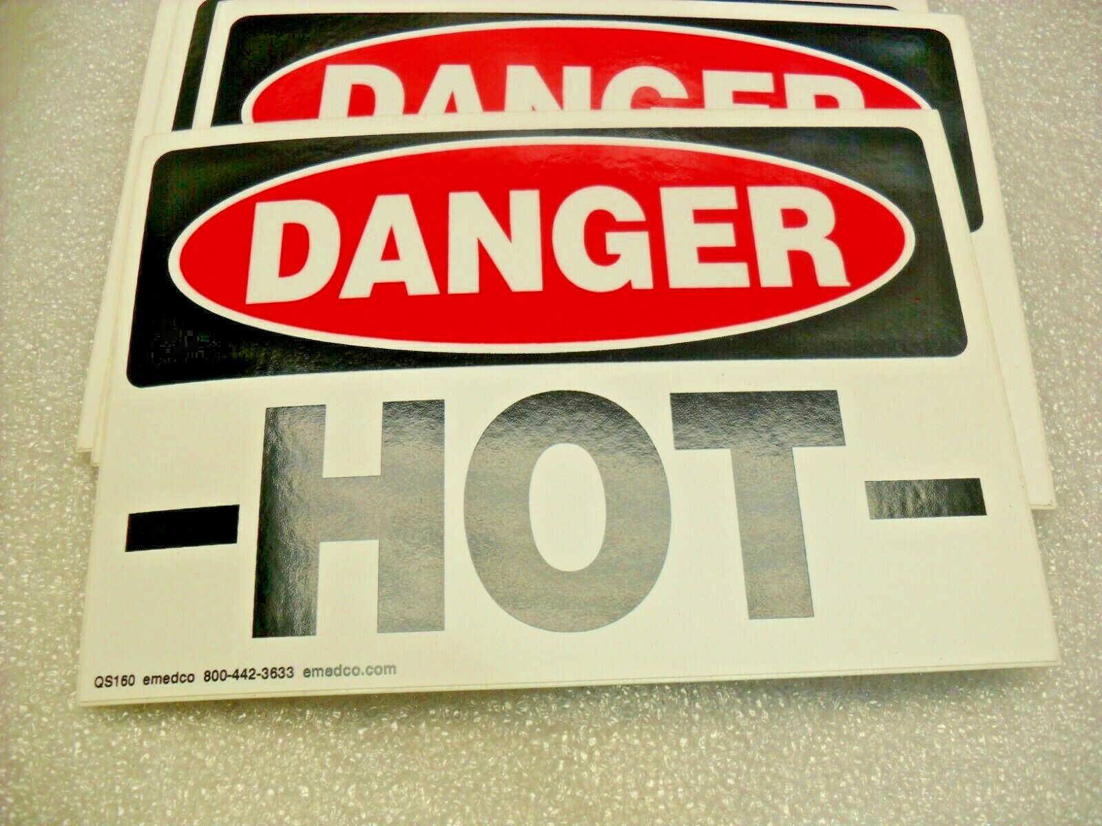 QTY 5 OSHA Laminated Plastic Labels, DANGER -HOT-  5\