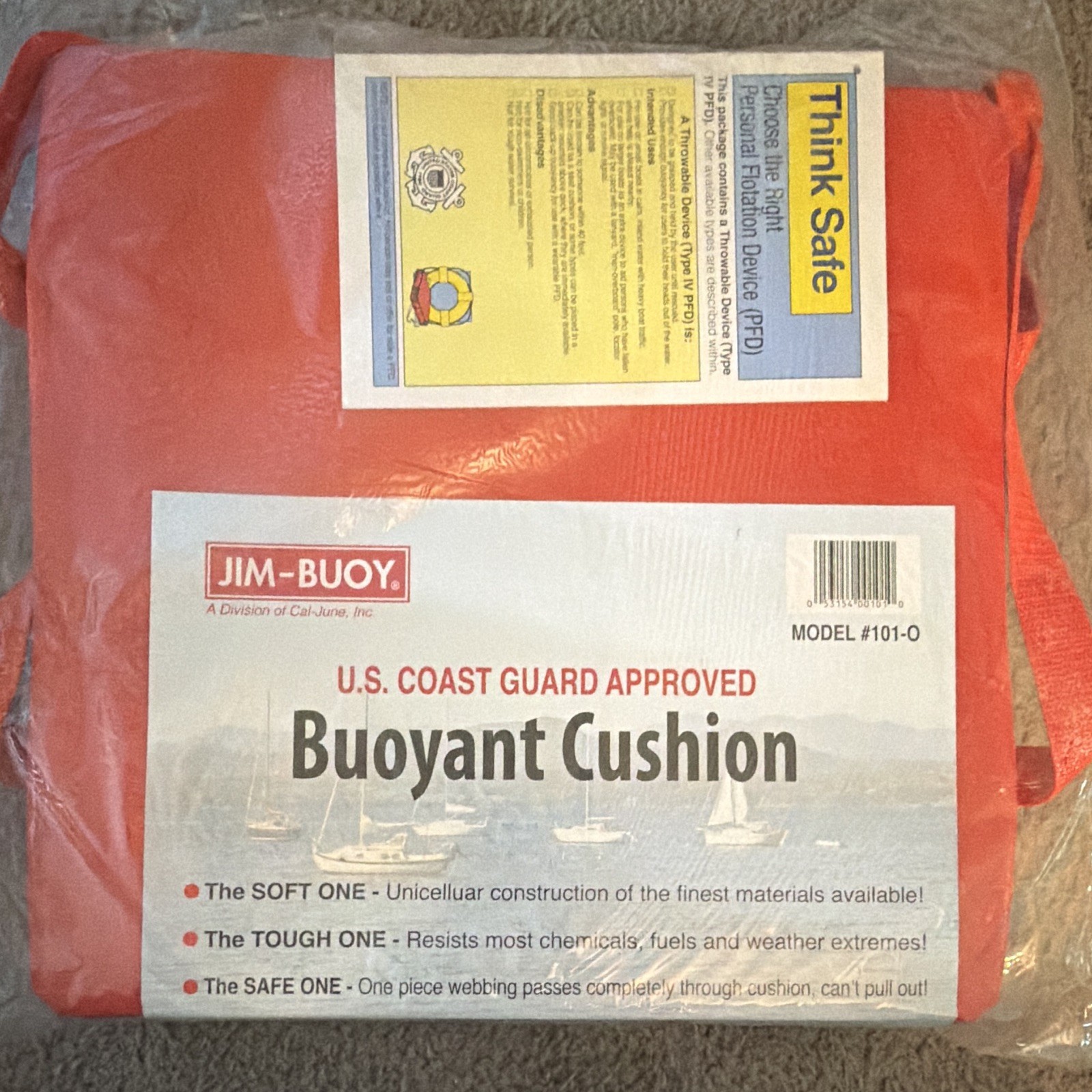 Jim-Buoy US Coast Guard Approved Type IV Buoyant Cushion Orange 101-0 Jim-Buoy US Coast Guard Approved Type IV Buoyant Cushion Orange 101-0