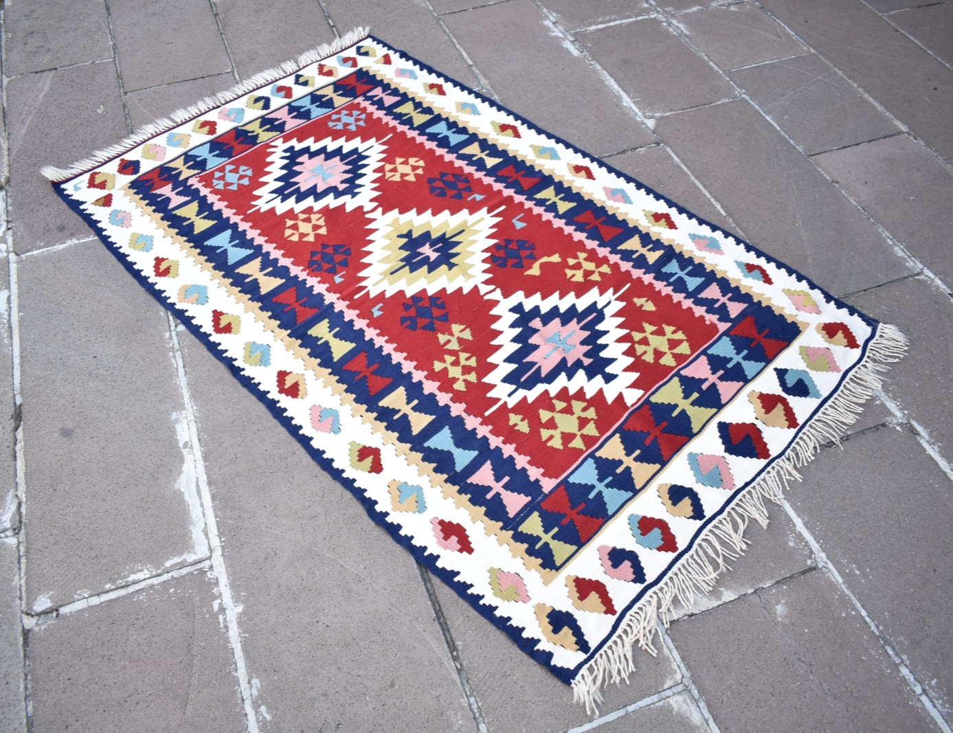 Vintage Turkish Rug 40\'\' x 66\'\' Kayseri Acrylic Rug Home Decor Flat Woven Rug