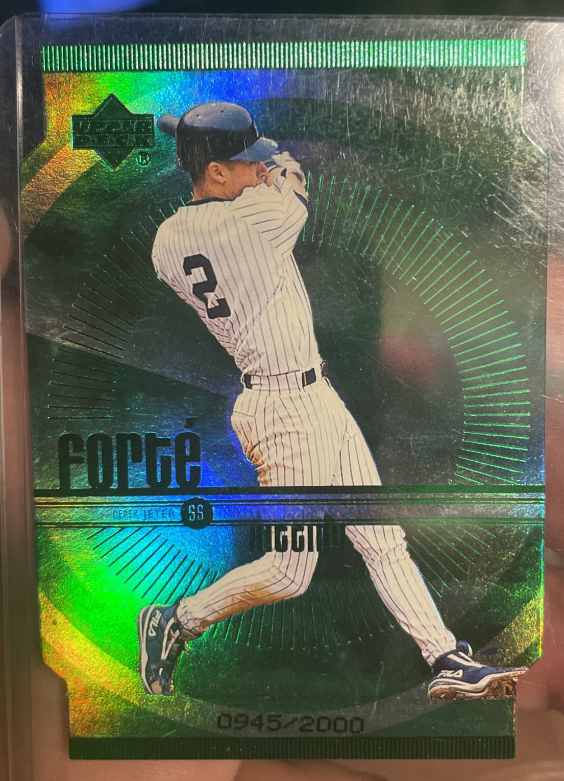 1999 Upper Deck Forte GREEN DOUBLE #F17 Derek Jeter Yankees RARE DIE CUT /2000