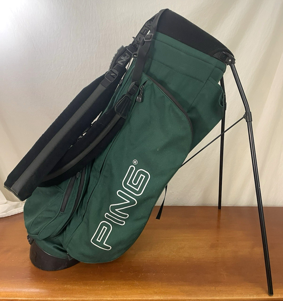 Vintage Ping Karsten Hoofer 3 Green Golf Stand Bag 4-Way Divider Dual Strap