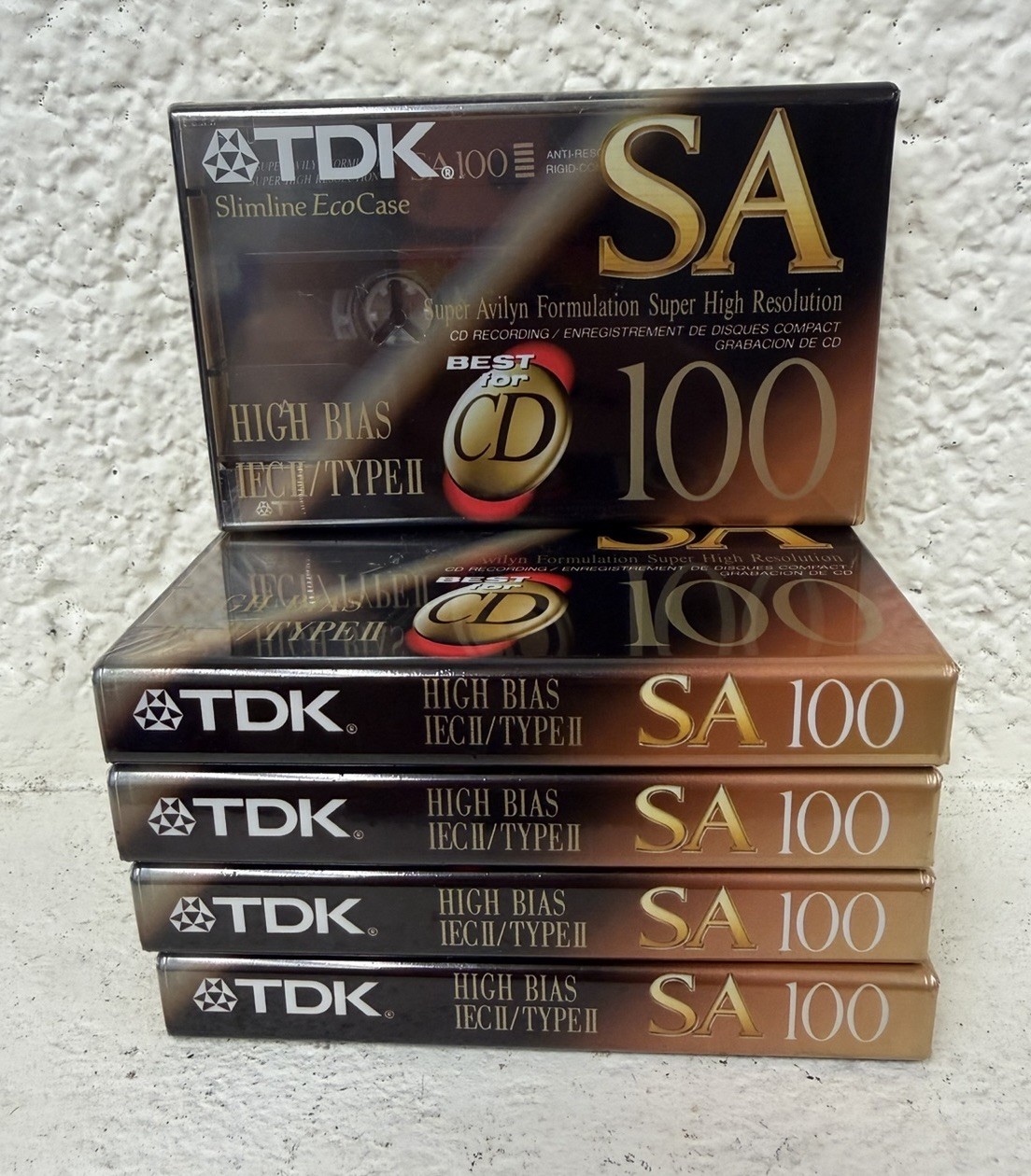 TDK SA 90 100 Type II High Position Audio Cassette Tapes Lot Of 5 NEW SEALED.