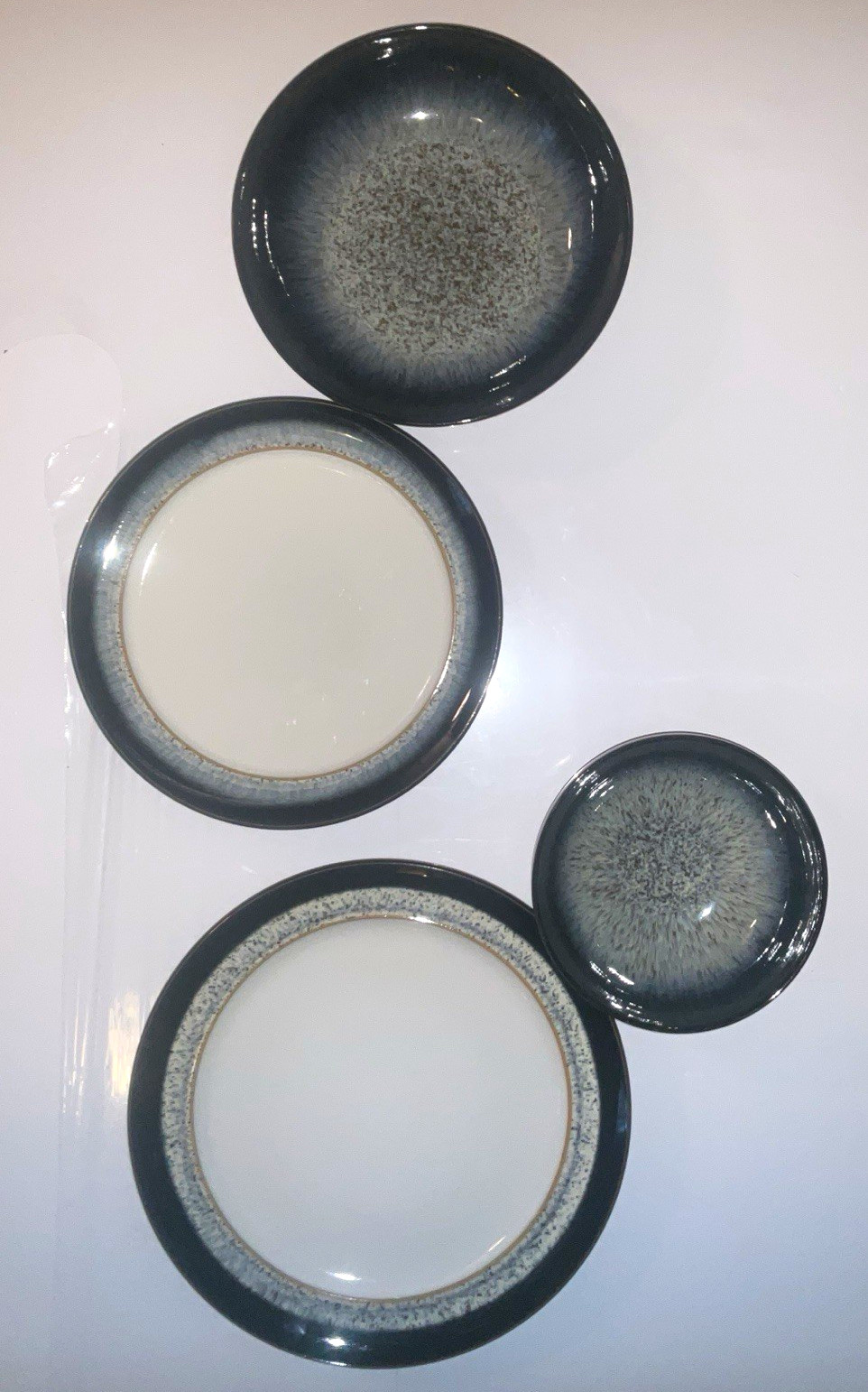 4pc Denby-Langley halo Round Speckled Ceramic Plates ,pasta and cereal bowl 4pc Denby-Langley halo Round Speckled Ceramic Plates ,pasta and cereal bowl