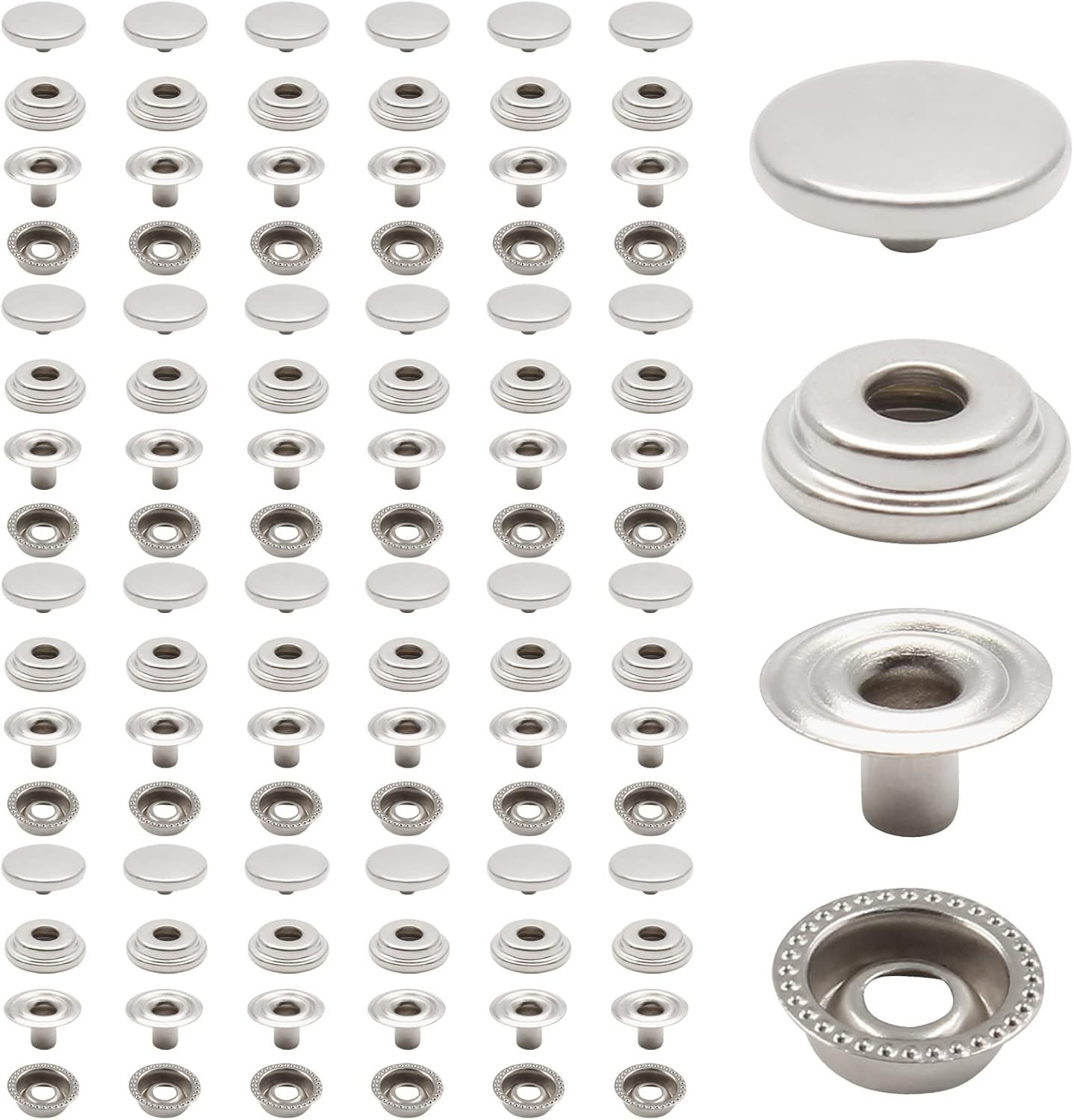 200 Pieces 15mm Snap Fasteners Kit, Heavy Duty Snap Fastener Metal L...
