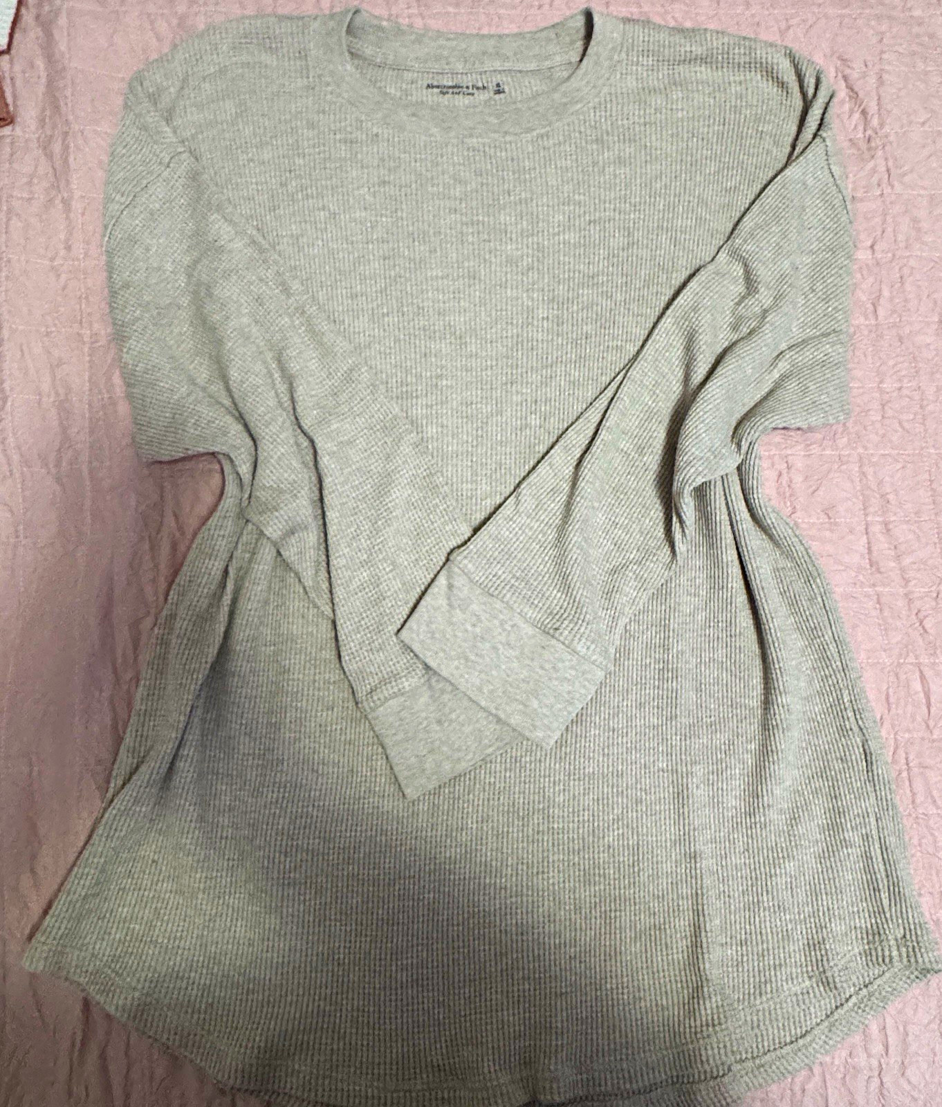 Abercrombie & Fitch Men’s XL Gray Waffle Knit Crew Long Sleeve Tee