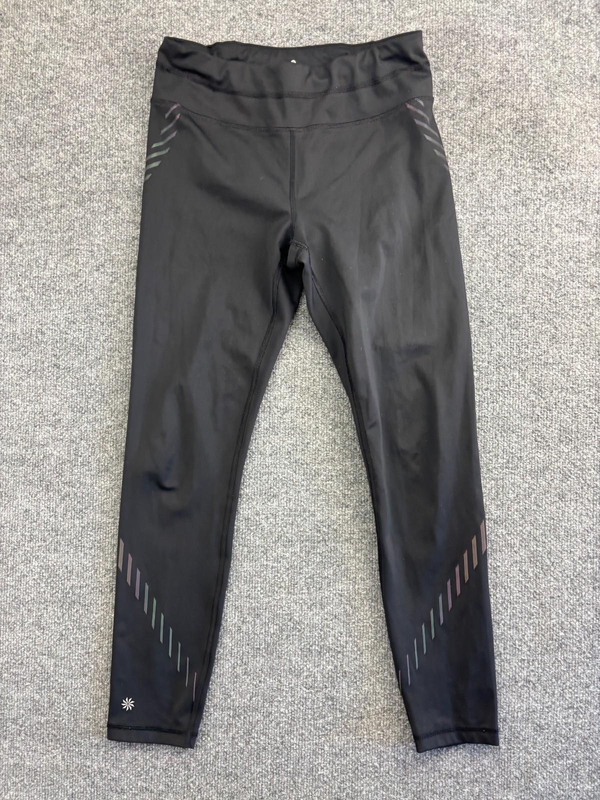 Athleta Spectrum Sonar 7/8 Tight Leggings Women\'s S Black Reflective Stripes