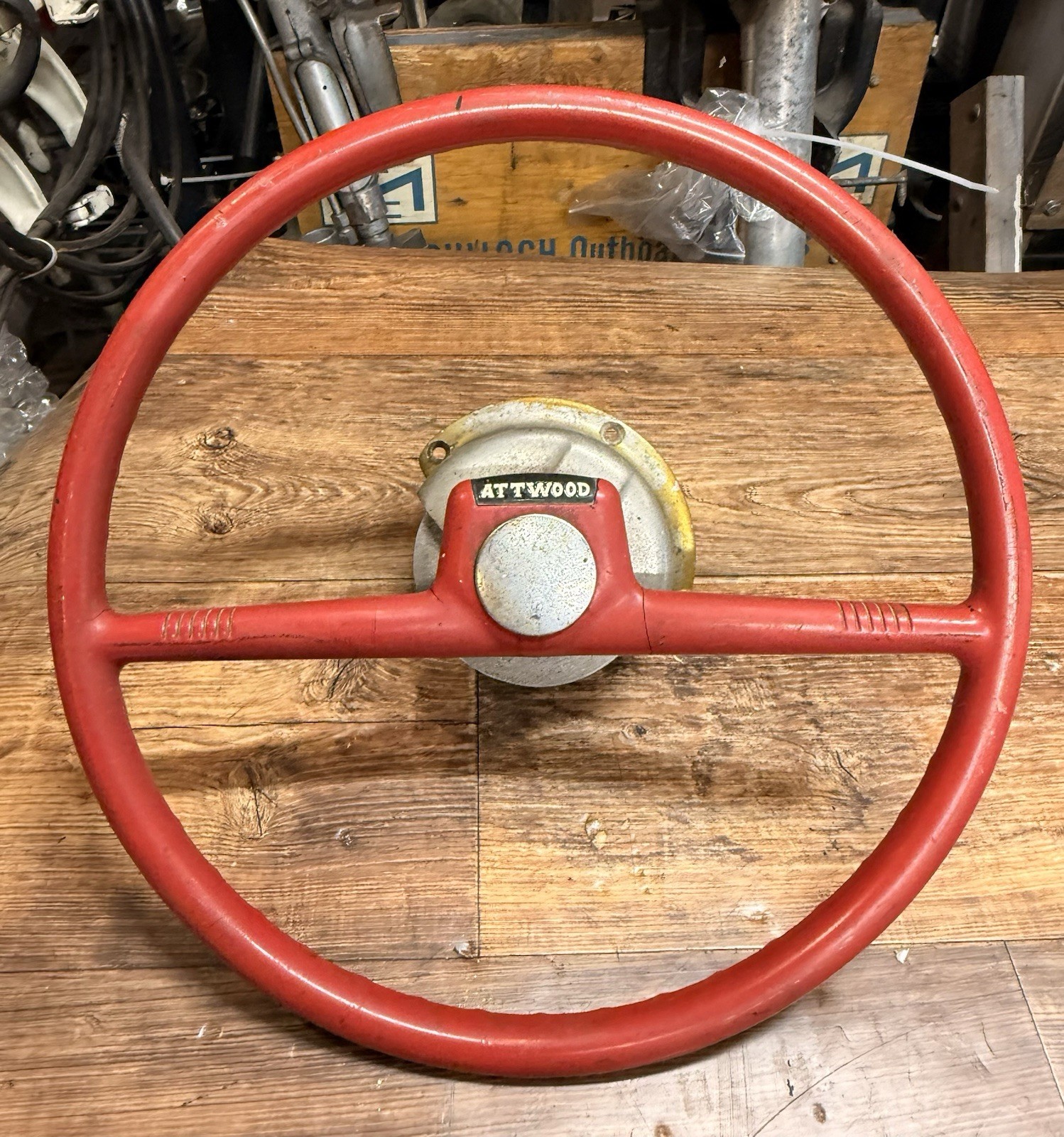 Vintage Attwood Hydro Racing boat Steering Wheel 15” diameter w/ spool Vintage Attwood Hydro Racing boat Steering Wheel 15” diameter w/ spool