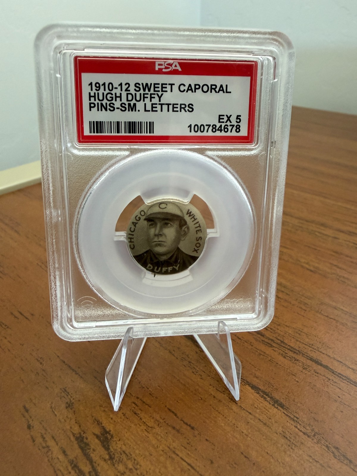 1910-12 SWEET CAPORAL PIN HUGH DUFFY HOF SMALL LETTERS PSA 5