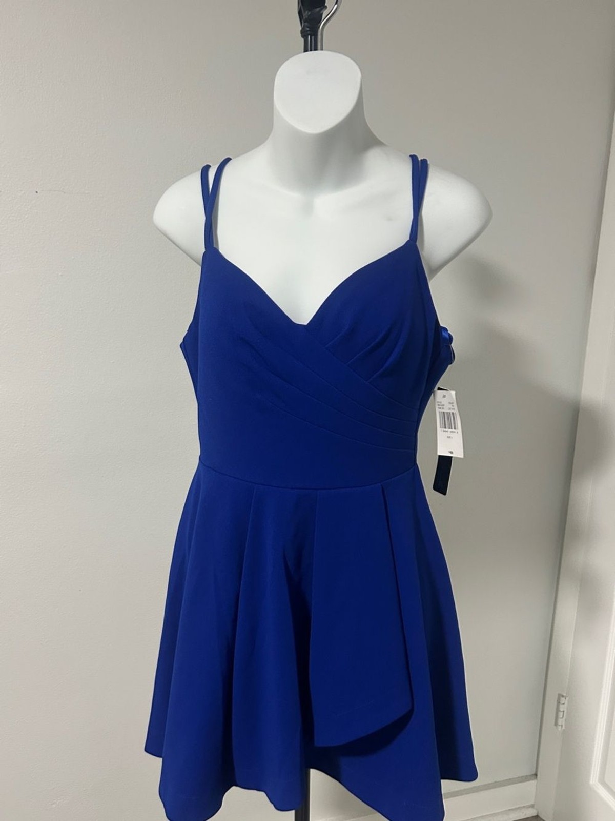 My Michelle Royal Blue Double Spaghetti Strap Fit & Flare Mini Dress