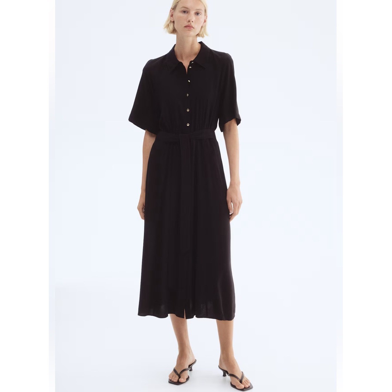 NWT H&M Black Belted Button-Front Shirt Dress NWT H&M Black Belted Button-Front Shirt Dress