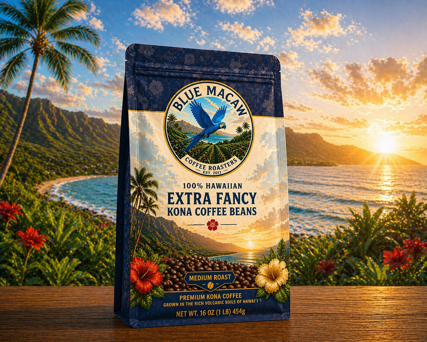 100% Hawaiian Kona Peaberry Coffee Medium Roast Whole Bean Bulk In 1 Pound Bags