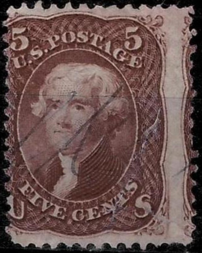 US 1861/66 /  5 cent Jefferson  ☀ Scott 76 brown / VF used stamp