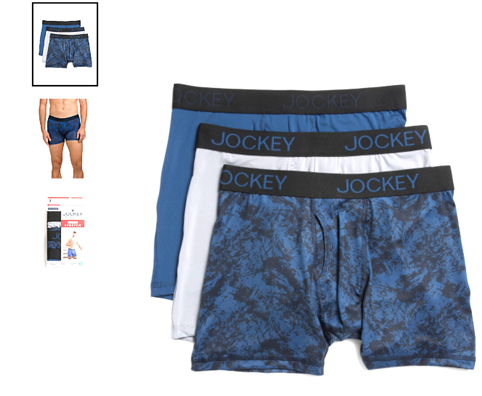 Men\'s Jockey 3-Pack Microfiber Stretch Staycool Staynew (Blue - Gray ) Underwear