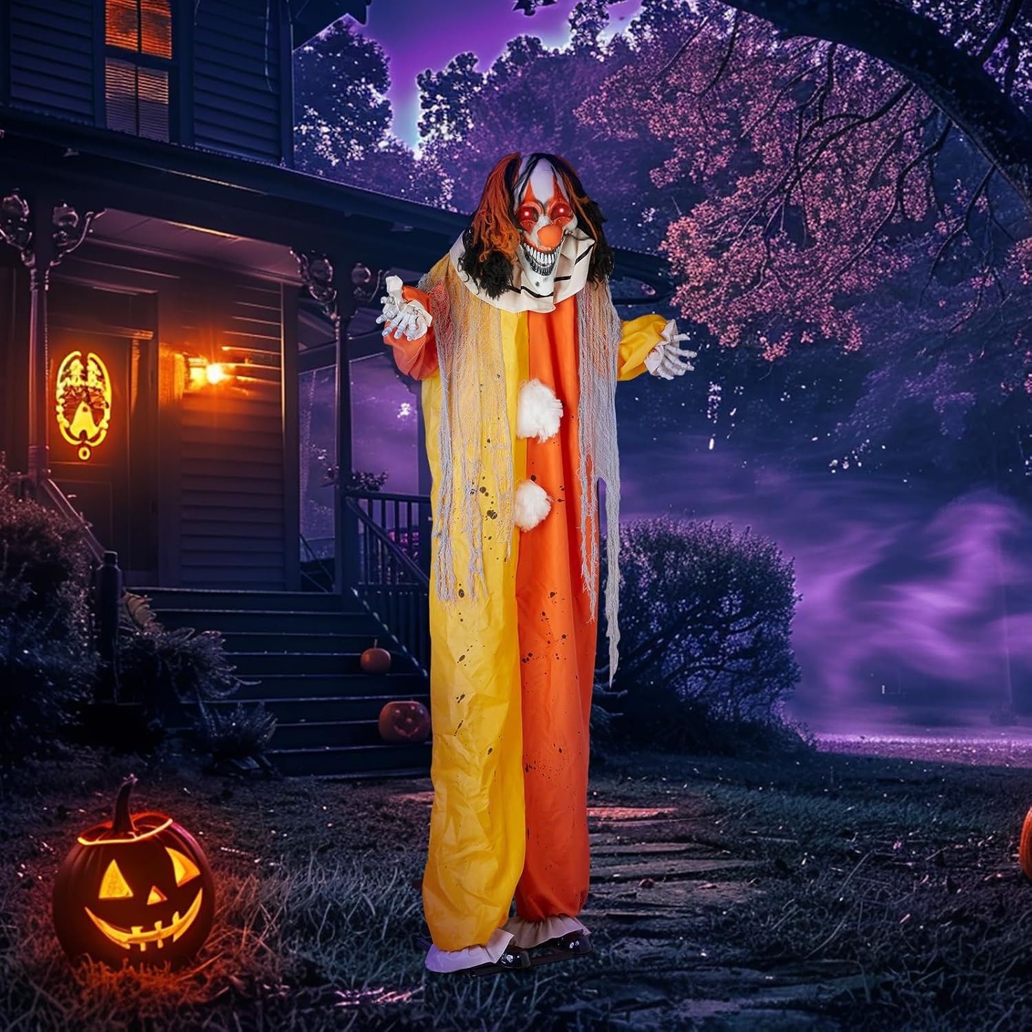 8.2FT Halloween Inflatables Red Eyed Clown Outdoor Decorations,Light Up Inflatab