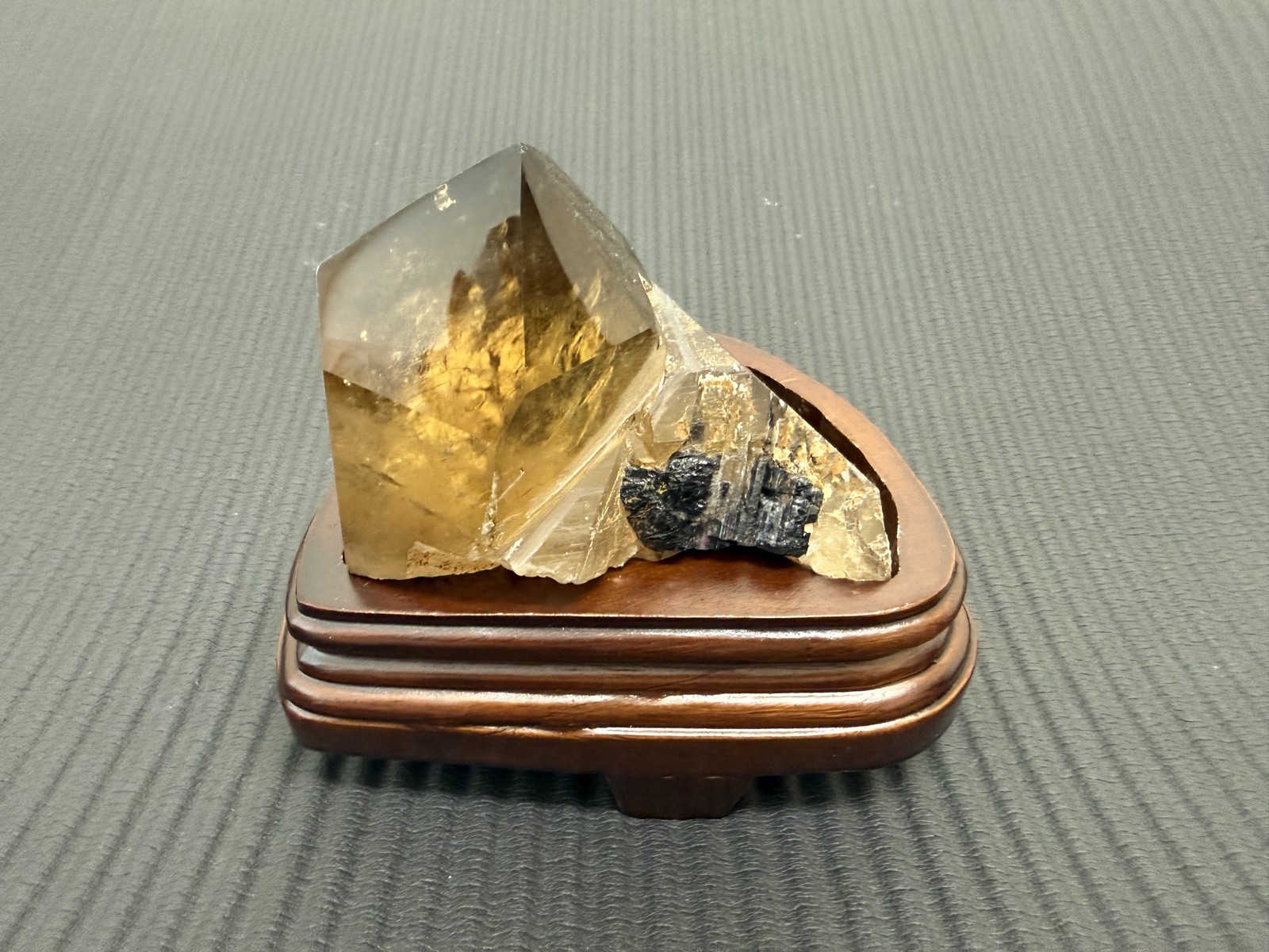 1.76LB Natural Citrine Quartz Obelisk Energy Crystal Tower Point Reiki +Stand