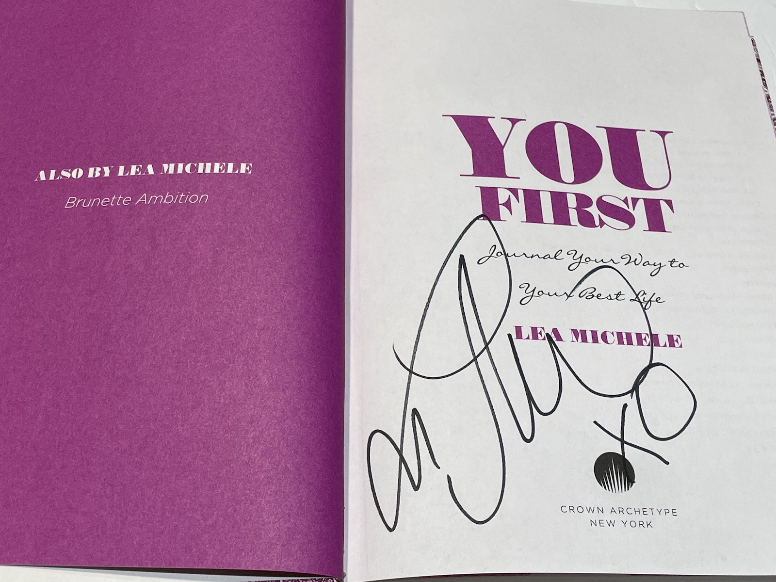 SIGNED Lea Michele You First: Journal Your Way to Your Best Life (2015)