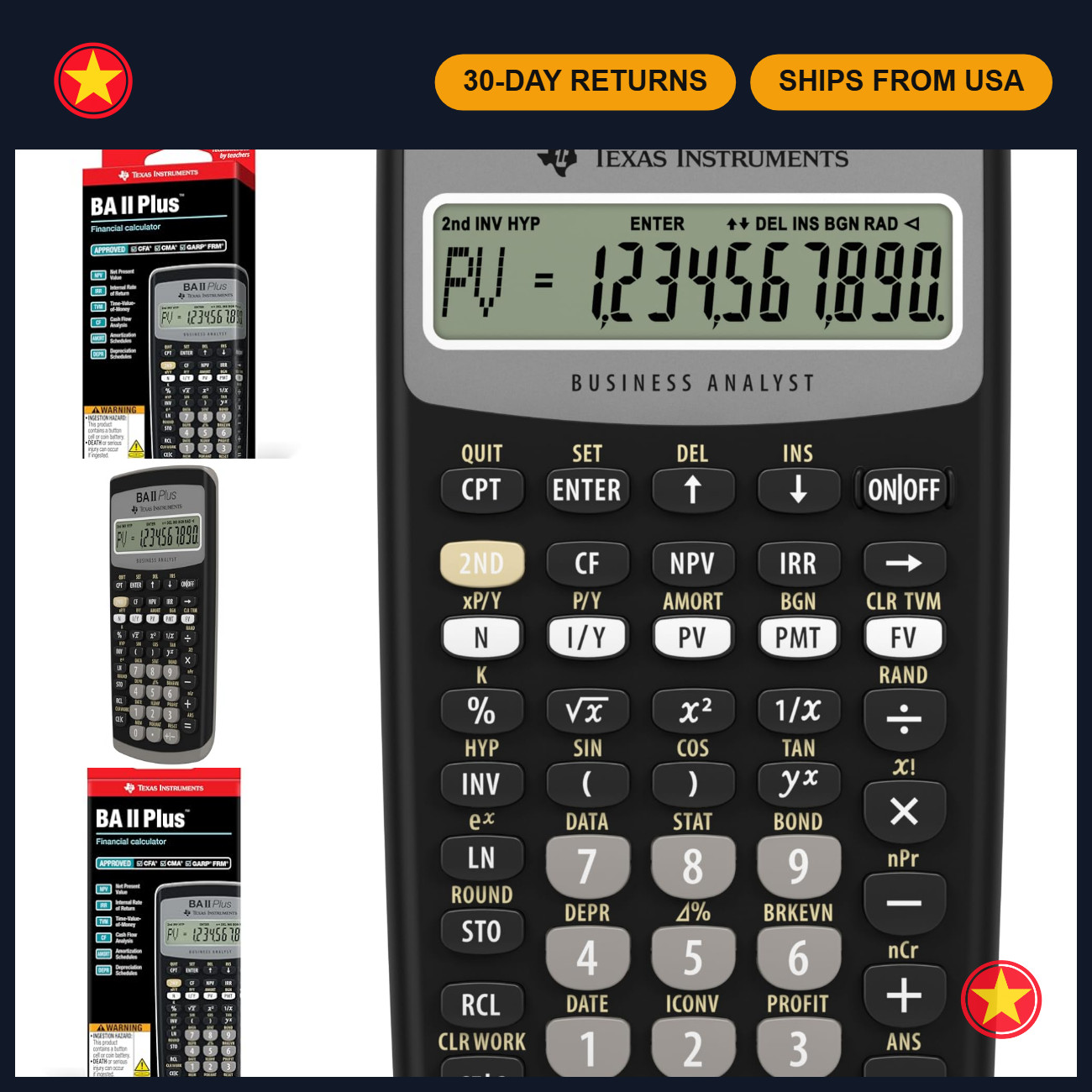 Financial Calculator for Investments, Business & Personal Finance - BA II Plus Financial Calculator for Investments, Business & Personal Finance - BA II Plus