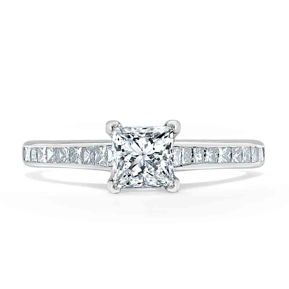 1.75 Ct Princess Cut Lab Created Diamond Engagement Ring 14K White Gold Size 7