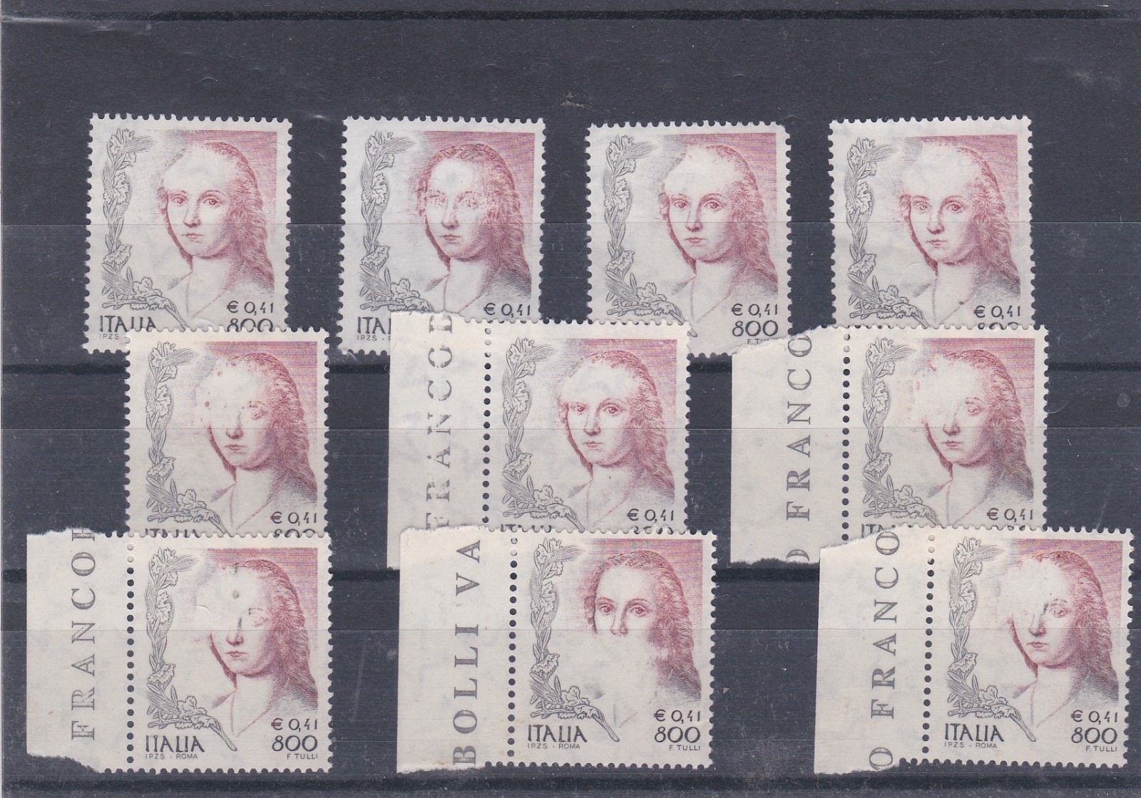 Italy-Women in Art L.800/€0.41 Lot No. 10 Varieties of Print MNH**.SPL.