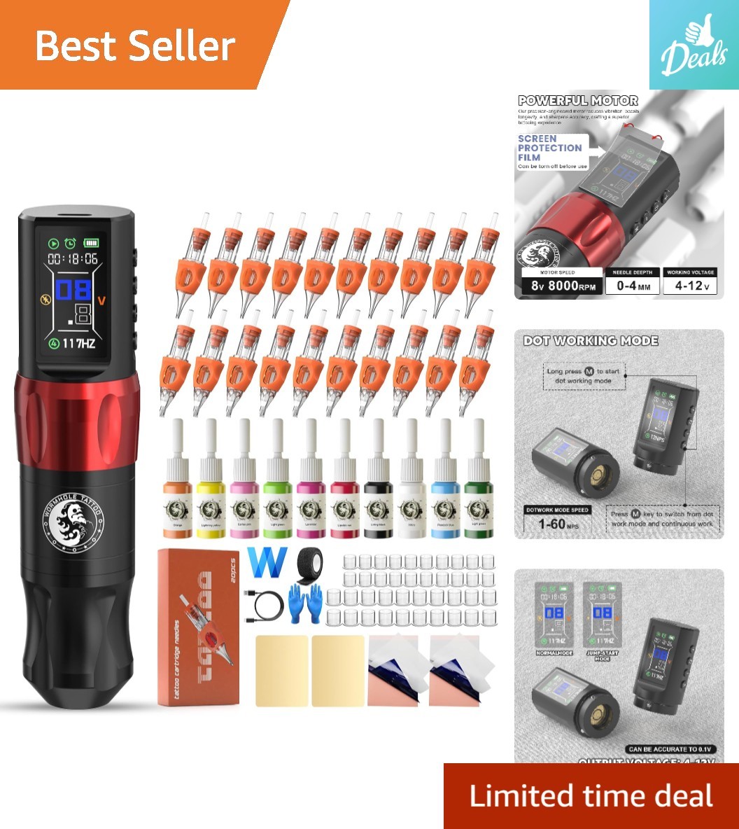 Wormhole Saros Wireless Tattoo Pen Kit for Beginners - Multi-Function & Advanced