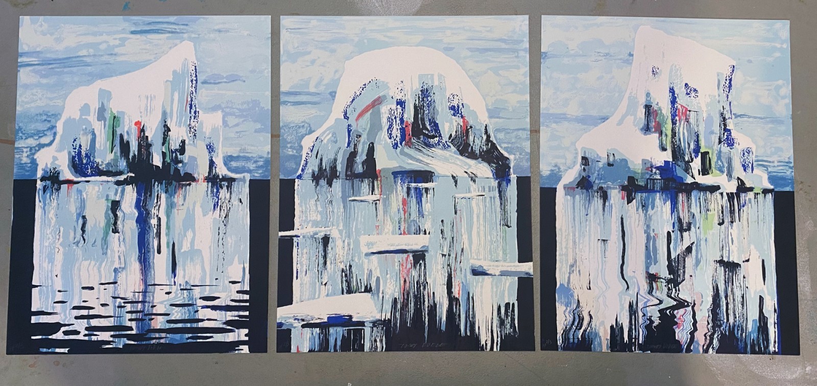 Tomory Dodge - Icebergs (triptych) - Silkscreen on Somerset