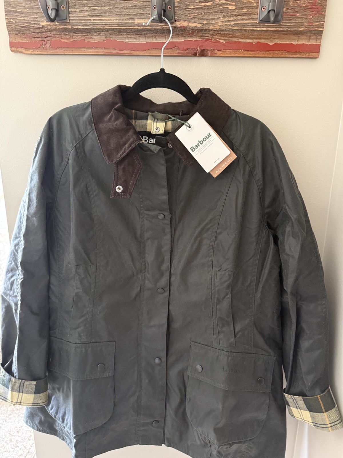 Barbour Beadnell Wax Cotton Women\'s Jacket LWX0667SG91 Sage Size US 16 New
