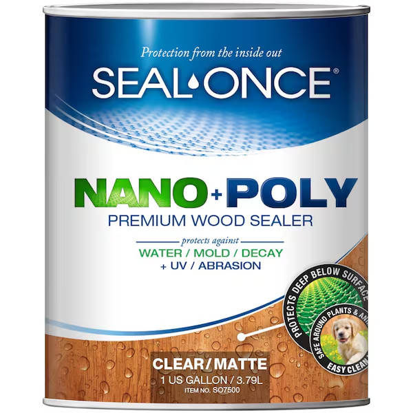 SEAL-ONCE NANO+POLY Outdoor Wood Sealer Premium Transparent Polyurethane, 1 QT